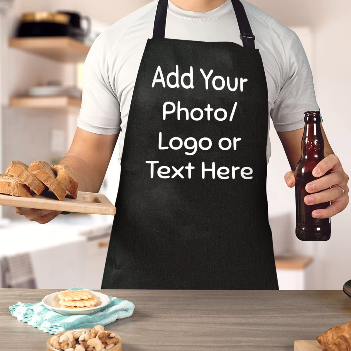 Custom Personalized Apron for Men & Women - Chef, BBQ, Grill, Kitchen with Text, Logo & Photo - Perfect Cooking Gift for Birthday, Christmas - Ideal for Home Cooking, Baking, Grilling & Professional Use