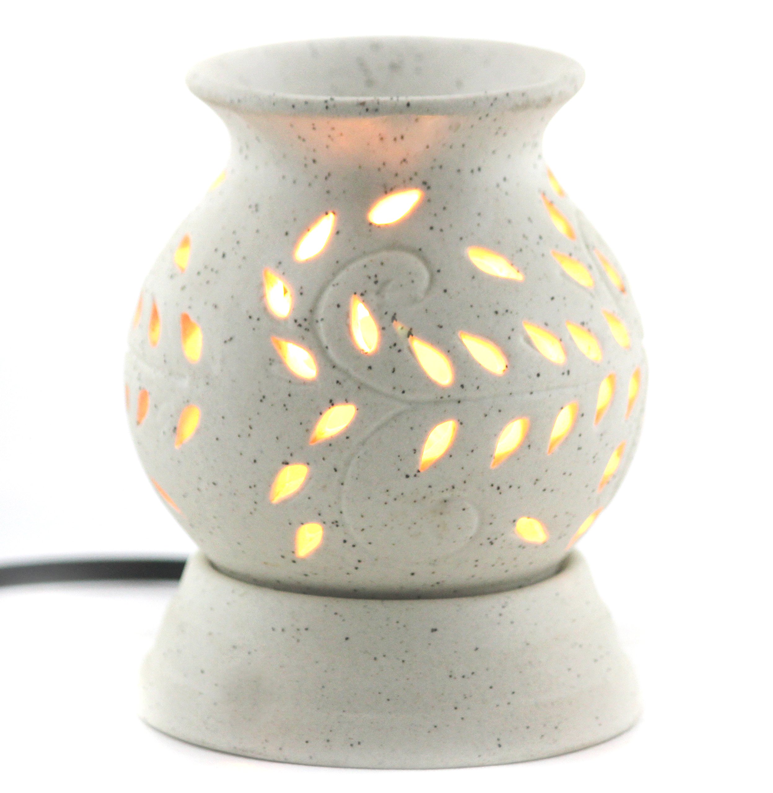Brahmz Electric Aroma Oil Diffuser - Ancient Matki Shape with Bulb, Aroma Burner for Home & Office (White, Includes 10g Rose & Vanilla Fragrance Oil) | Perfect for Relaxation, Yoga, Meditation & Aromatherapy