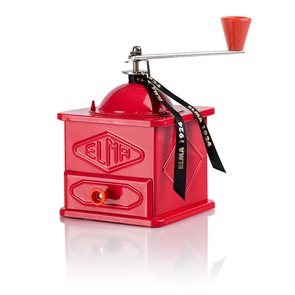 Vintage Style Manual Coffee Grinder - Decorative Metal Coffee Mill for Kitchen & Home Decor - Antique Red Retro Coffee Grinder (10.5 x 10.5 x 15.5 cm) - Perfect for Farmhouse, Cafe & Vintage Theme Decorations