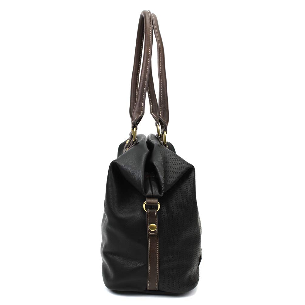 CHALA Women's Faux Leather Laser Cut Crossbody Shoulder Bag - Stylish Tote Purse for Everyday Use, Work & Travel (Black)