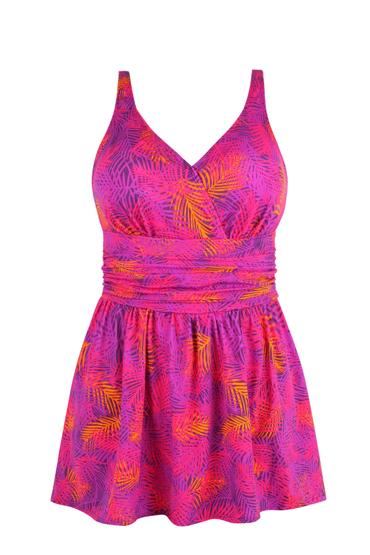 JINXUEER Plus Size Swim Dress for Women - Floral Print Ruched Modest Slimming One Piece Skirt Swimsuit | Beach Vacation, Pool Party & Summer Water Activities