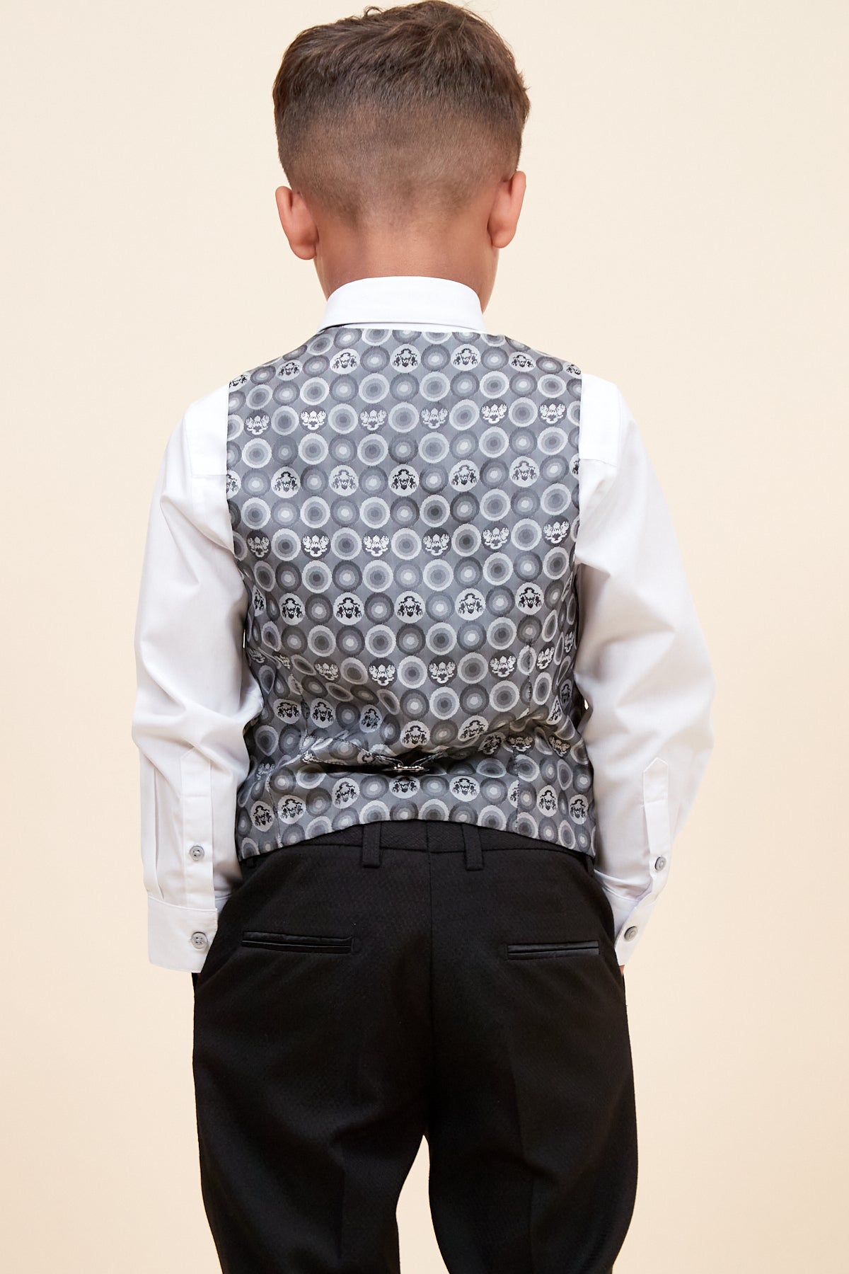 Dalton Kids Black Tuxedo Suit 3-Piece Set with Lapel & Diamond Accents - Perfect for Weddings, Parties & Formal Events