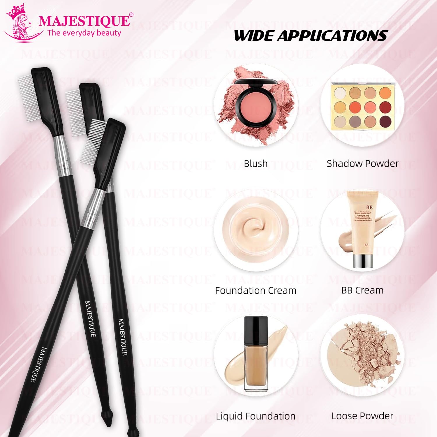 Majestique Eyebrow & Eyelash Comb - Professional Mascara Separator for Lift & Curl - Beauty Cosmetic Tool (FC37) - Perfect for Lash Extensions, Salon Use & Home Makeup