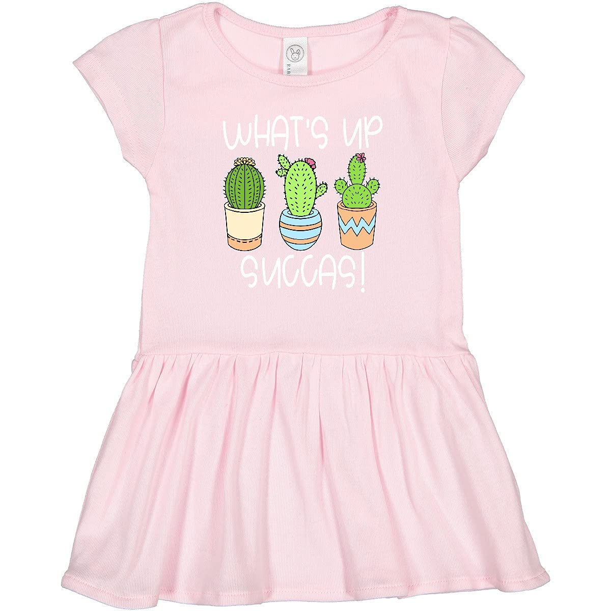 Inktastic What's Up Succas Funny Cacti Plants Toddler Dress - Cute Baby Girl Outfit for Playdates, Birthday Parties & Family Photos