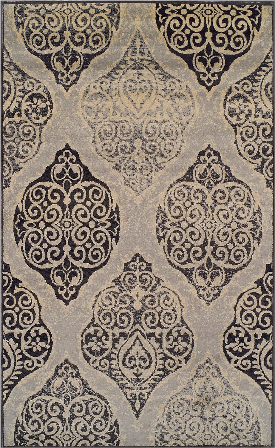 Amherst Traditional Damask Medallion Indoor Area Rug - Non-Slip Living Room Carpet for Bedroom, Dining Room & Home Decor | Soft & Durable Floor Covering