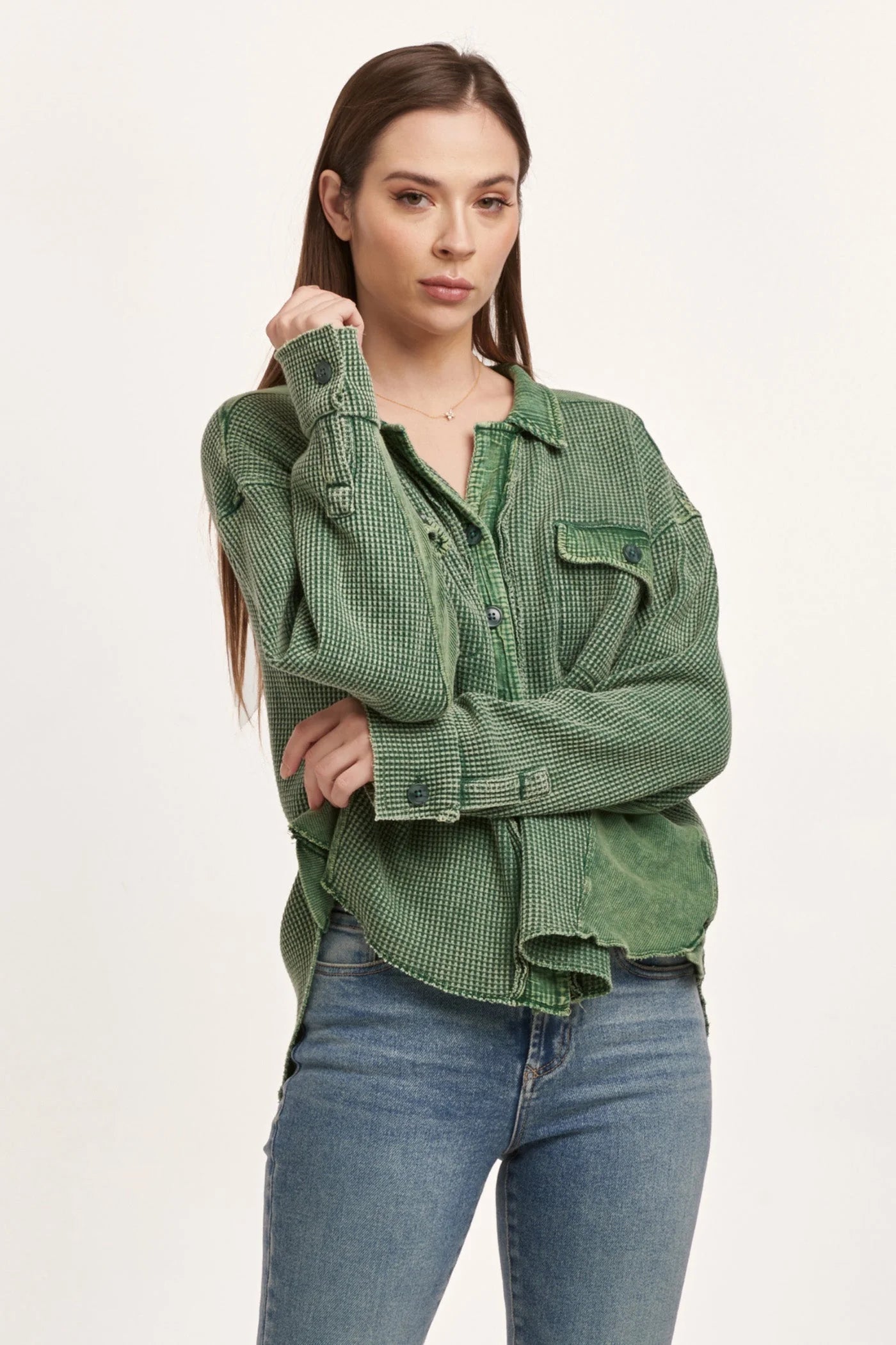 Foster Thermal Shirt Jacket for Men & Women - Dark Moss Green Fleece-Lined Winter Pullover | Perfect for Outdoor Activities, Camping, Hiking & Cold Weather Layering