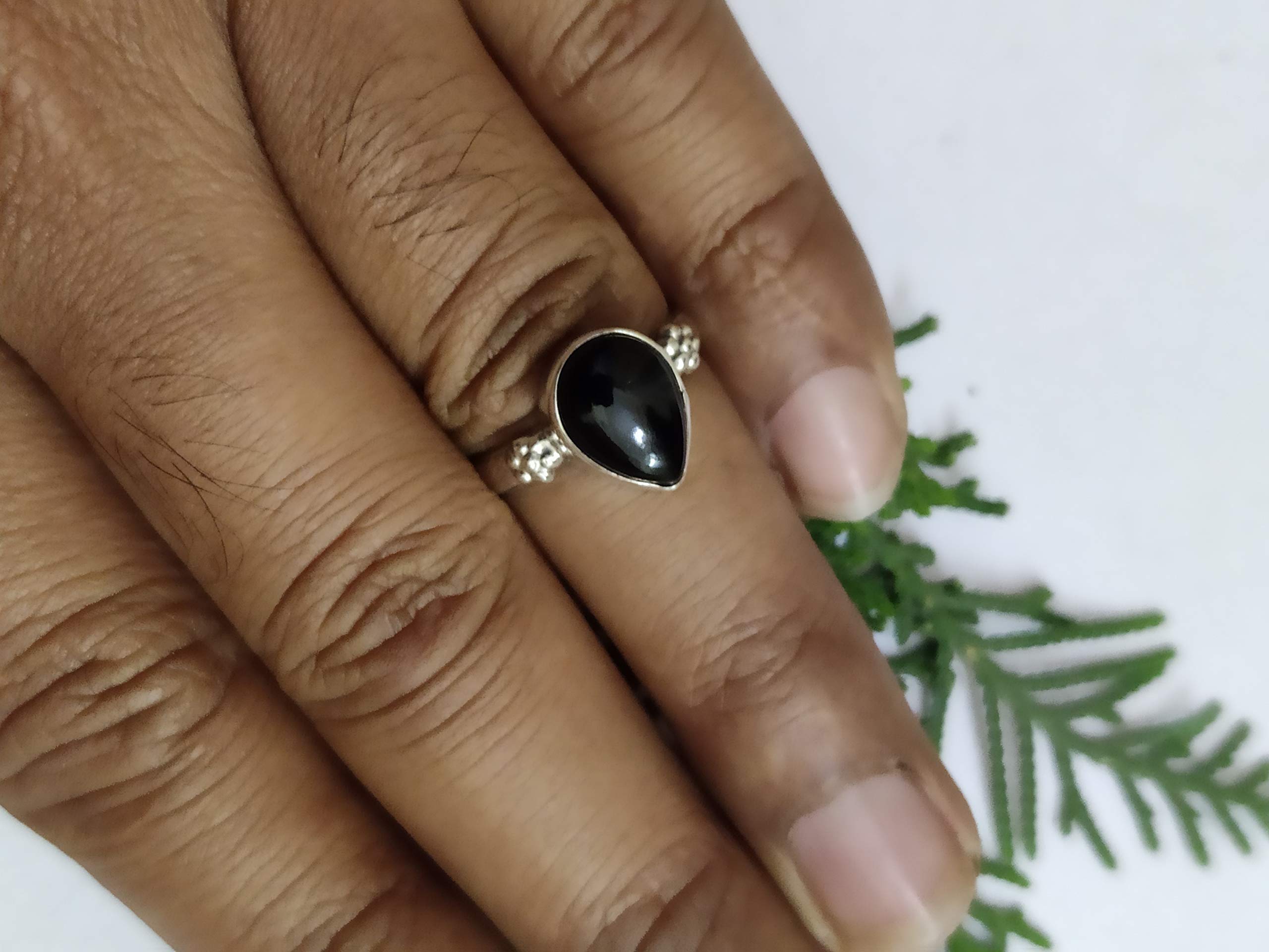 925 Sterling Silver Black Onyx Ring - Boho Chic Wedding Gift, Promise Ring & December Birthstone Jewelry | Elegant Bridesmaid Rings, Stackable Midi Rings for Women, Healing Crystal Jewelry | Perfect for Engagements, Anniversaries & Spiritual Healing