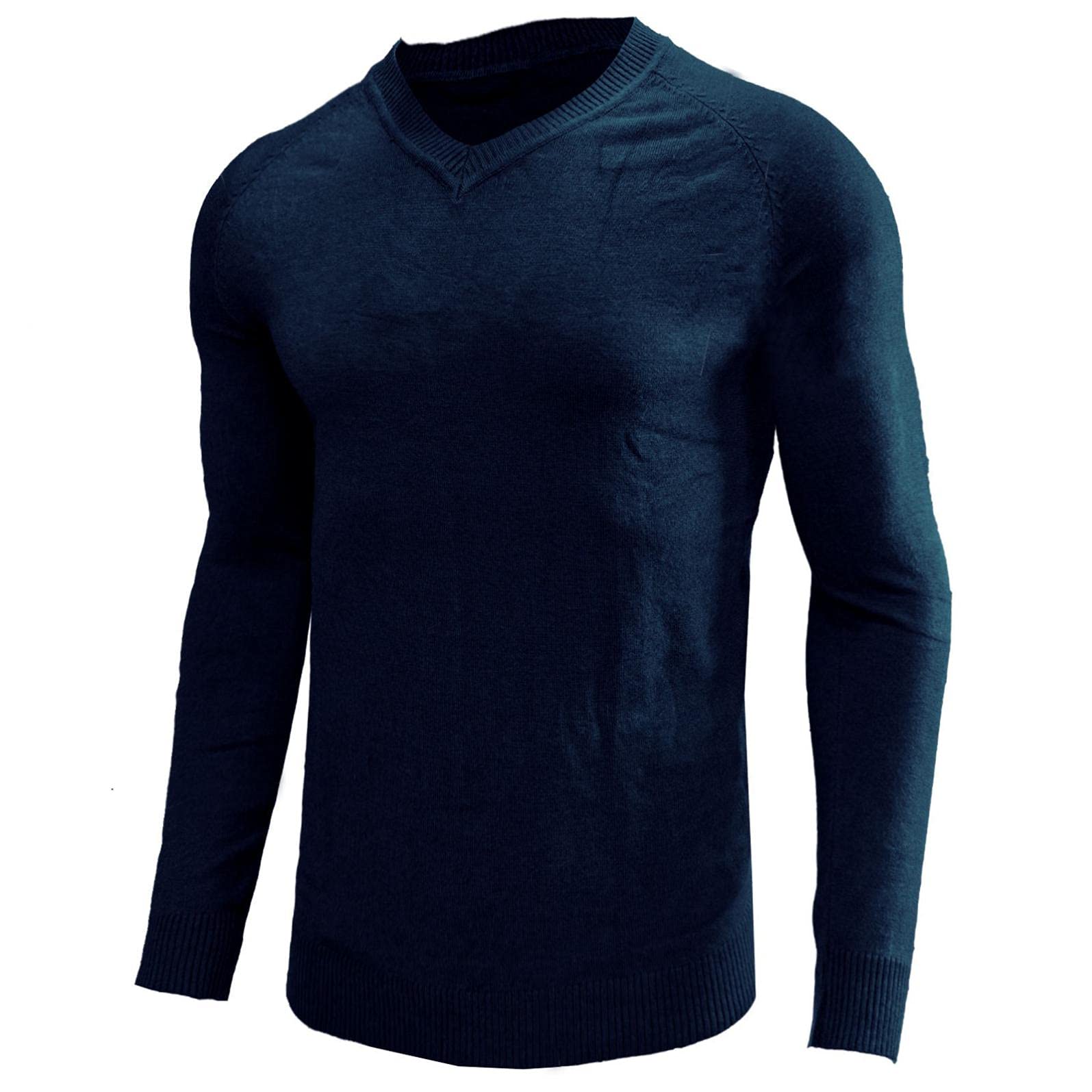 Men's Stretch Cotton V-Neck Thermal Sweater - Lightweight Slim Fit Soft Merino Wool Pullover for Work & Casual Wear | Winter Layering & Office Outfits