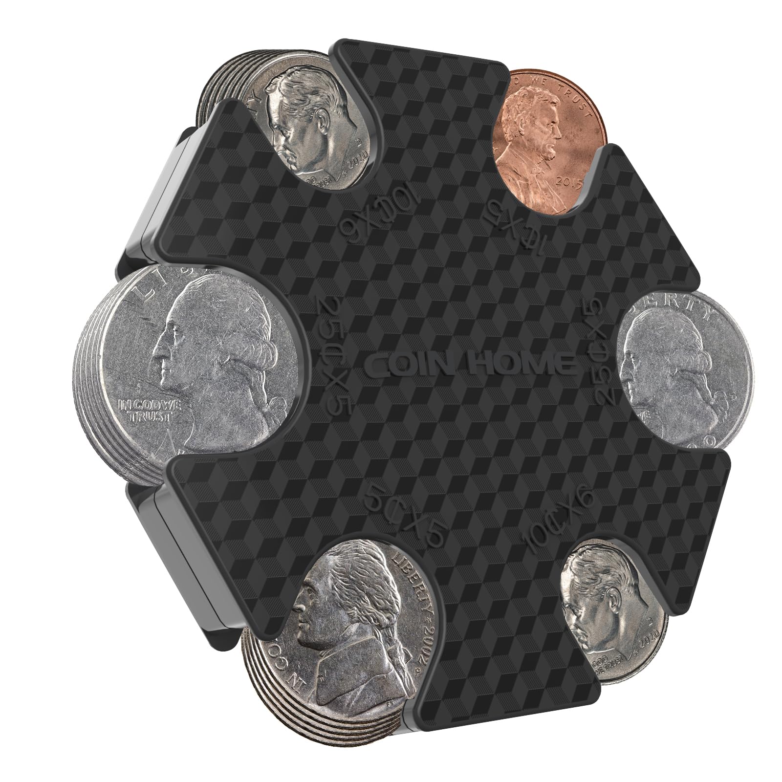 Universal Car Coin Holder - Large Capacity Change Organizer for Penny, Nickel, Dime & Quarter (Holds 32 Coins) - Portable Coin Storage for Car, Purse & Wallet (Black) | Perfect for Road Trips, Toll Booths & Parking Meters