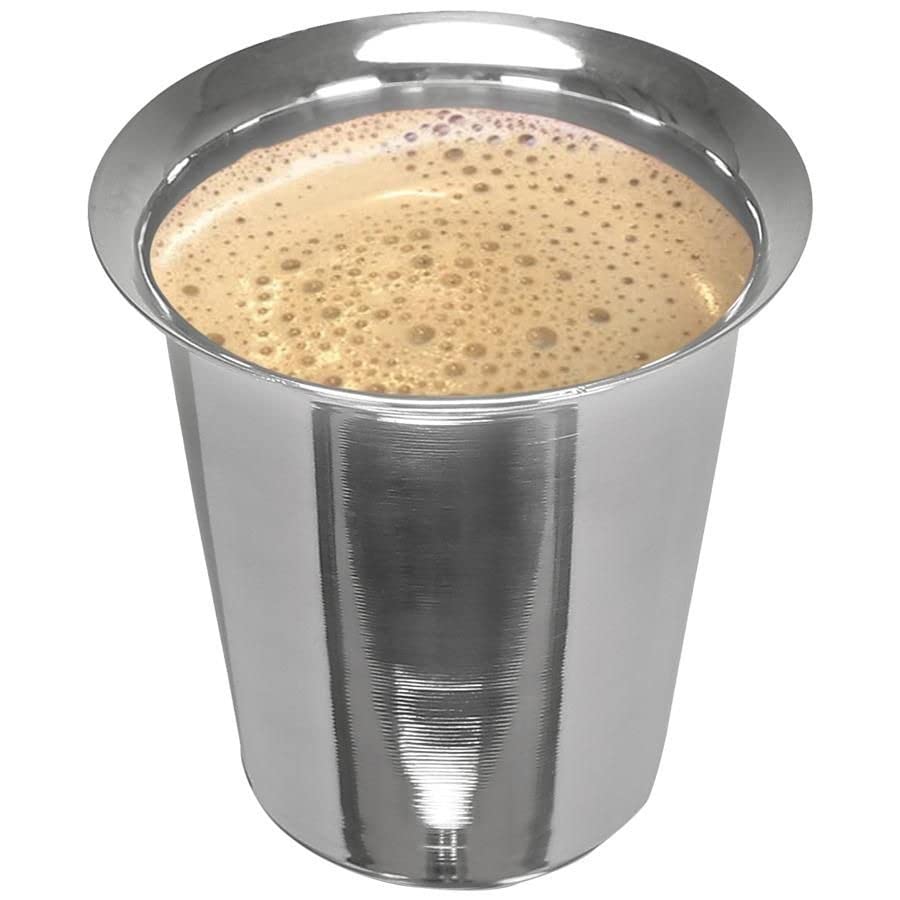 Premium Stainless Steel Indian Tea & Coffee Glasses - Traditional Design, Pack of 1, Durable Steel Cups for Kids & Adults - Perfect for Chai, Lattes, and Hot Beverages at Home or Office