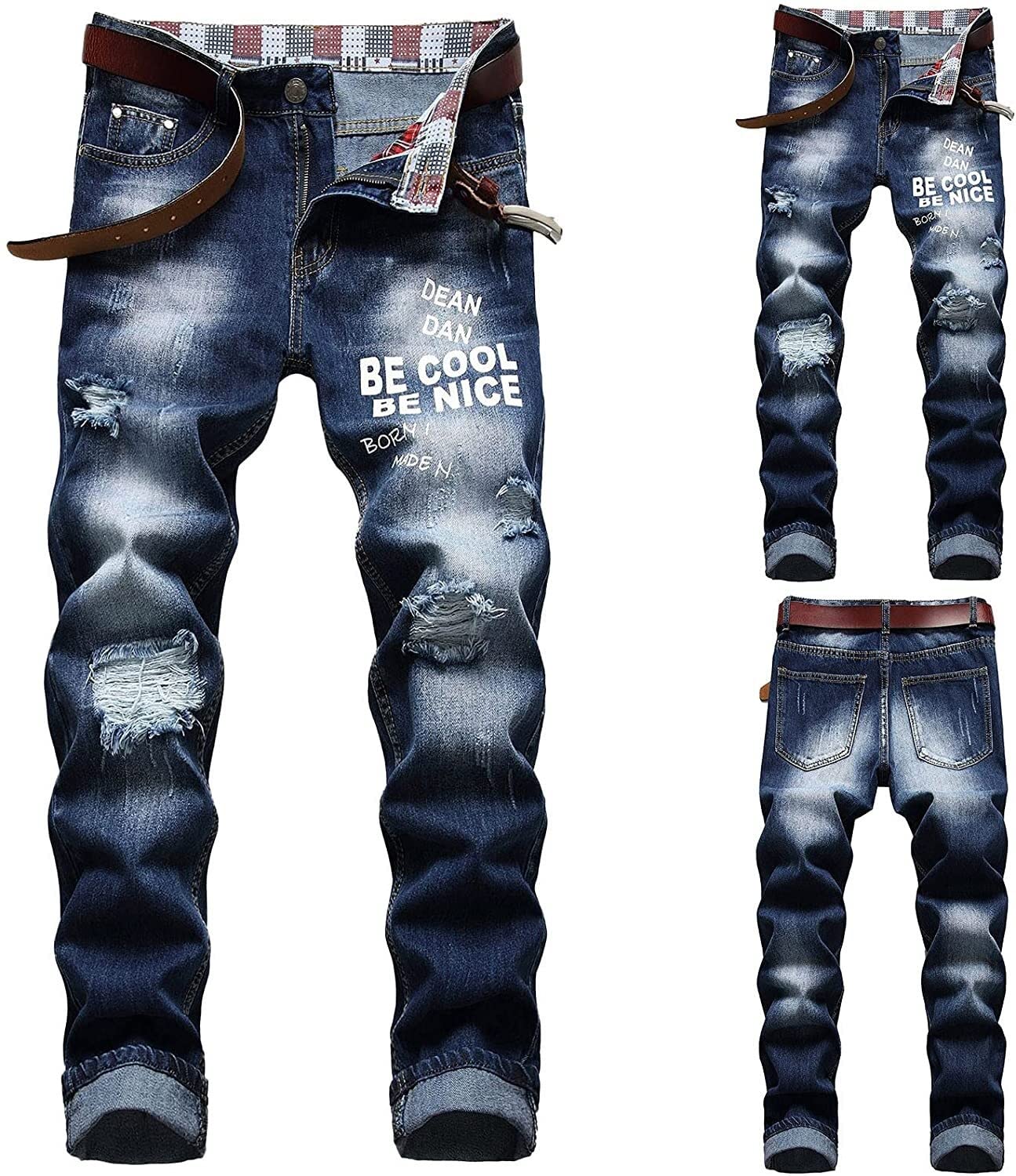 Men's Hip Hop Jeans - Straight Leg Denim Pants for Casual Wear | Trendy Streetwear & Everyday Comfort | Perfect for Urban Style, Parties, and Daily Outfits