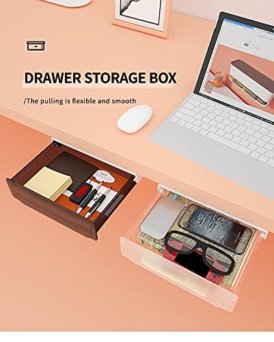 Self-Adhesive Under Desk Drawer Organizer - No Drill Hidden Storage for Home Office (7.87