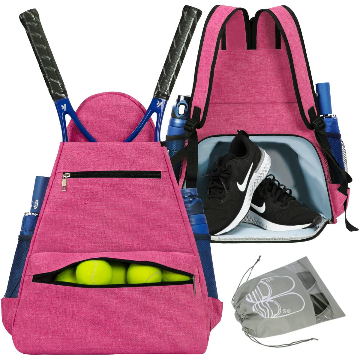 TDIFFUN Tennis Backpack with Shoe Compartment - Large Capacity Sports Bag for Tennis, Badminton & Pickleball - Perfect for Men & Women Players - Ideal for Court, Training & Travel Use