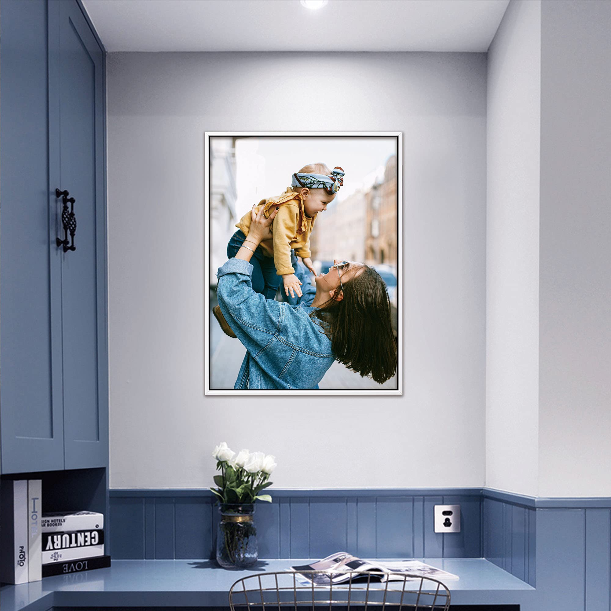 Floating Canvas Frame for 36x48 Inch Art - White Floater Frame for Wall Photos, Canvas Prints & Pictures - Perfect for Living Room, Bedroom & Kitchen Decor - Enhance Your Home or Office Wall Display