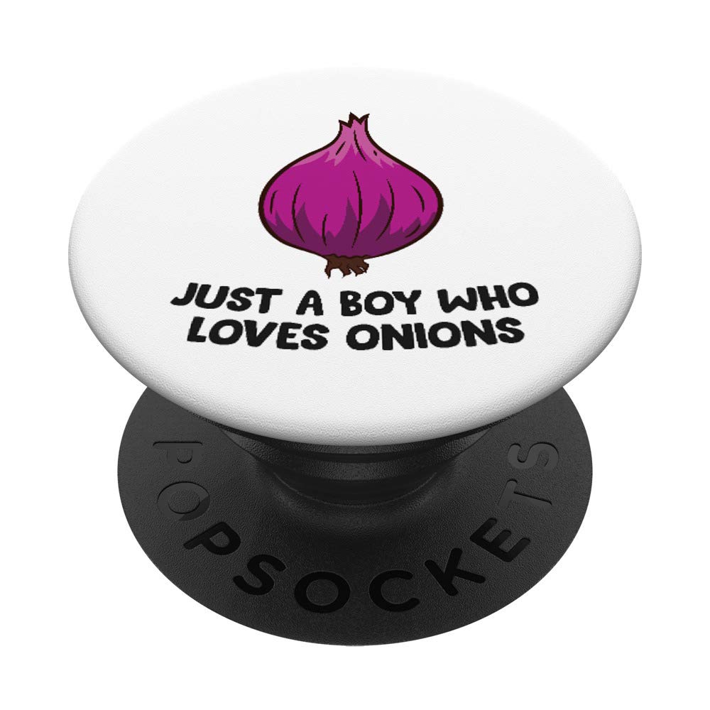 Just a Boy Who Loves Onions PopSockets Swappable PopGrip - Funny Phone Grip & Stand for iPhone, Samsung & Smartphones - Perfect for Fans of Unique Gifts & Onion Lovers