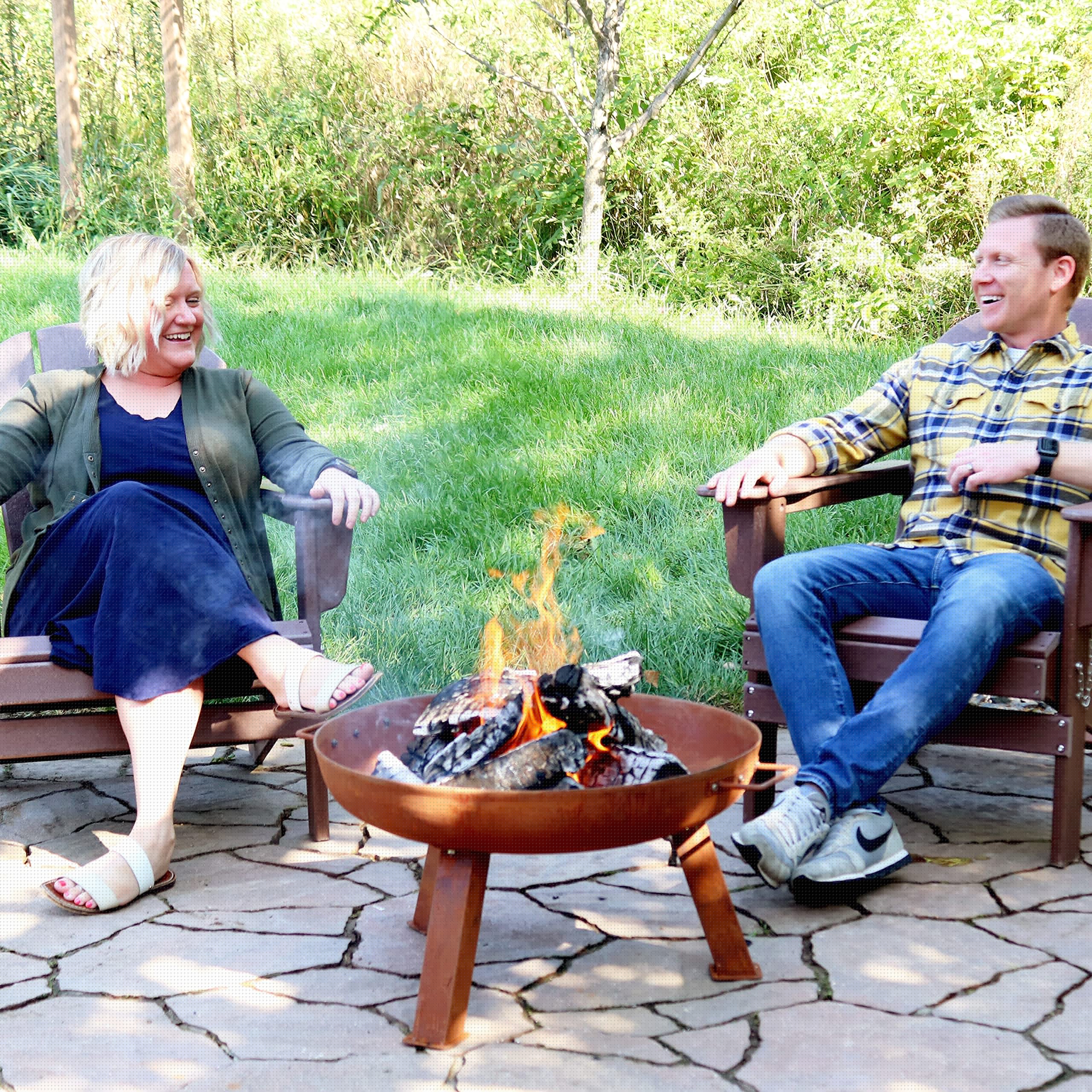 24-Inch Heavy-Duty Cast Iron Wood-Burning Fire Pit for Outdoor Use - Rustic Oxidized Finish with Convenient Handles - Perfect for Backyard Gatherings, Camping Trips and Patio Decor