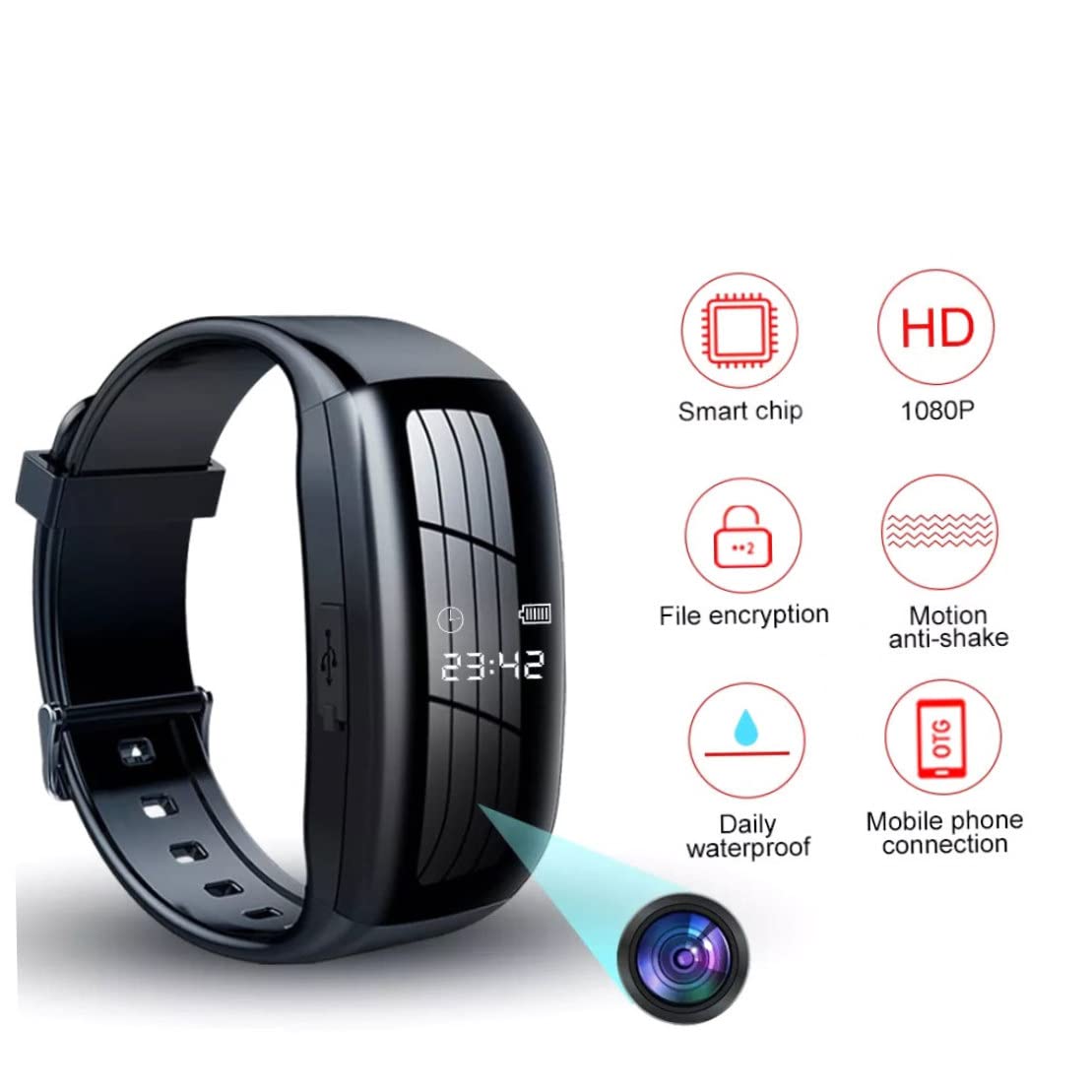 Spy Watch with Hidden Camera & Voice Recorder - 8GB HD Video Audio Recording, Noise Cancelling Wristband for Kids Safety, Classroom Lectures & Secret Surveillance (Perfect for Parents, Teachers & Private Investigators)