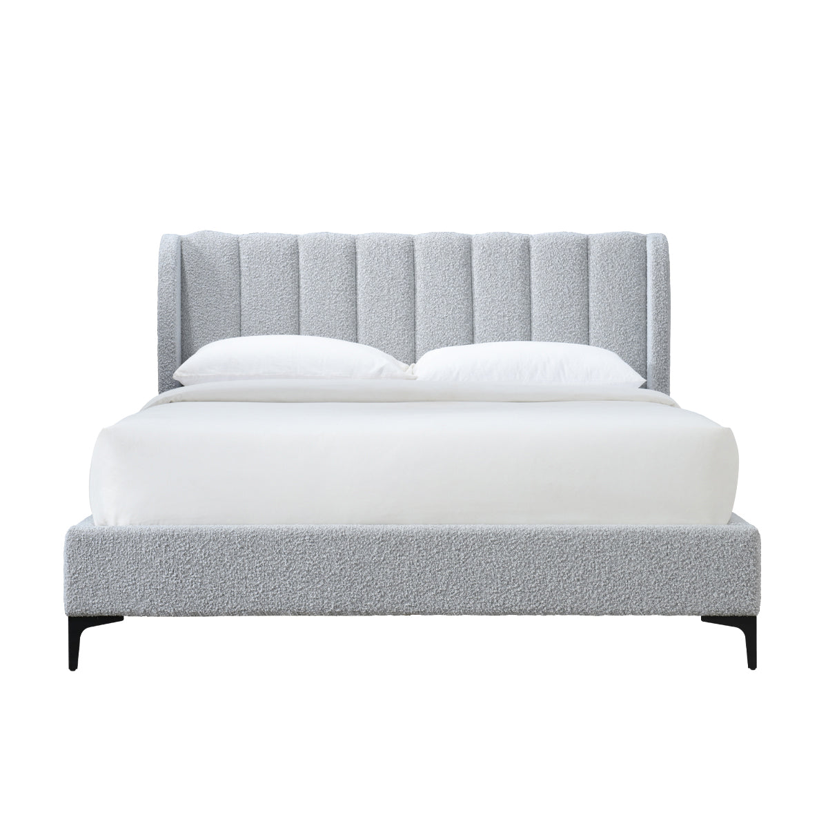 Georgia Boucle Queen Bed - Luxurious Upholstered Bed Frame with Soft Boucle Fabric for Master Bedroom Decor | Perfect for Modern, Scandinavian & Minimalist Bedroom Styles