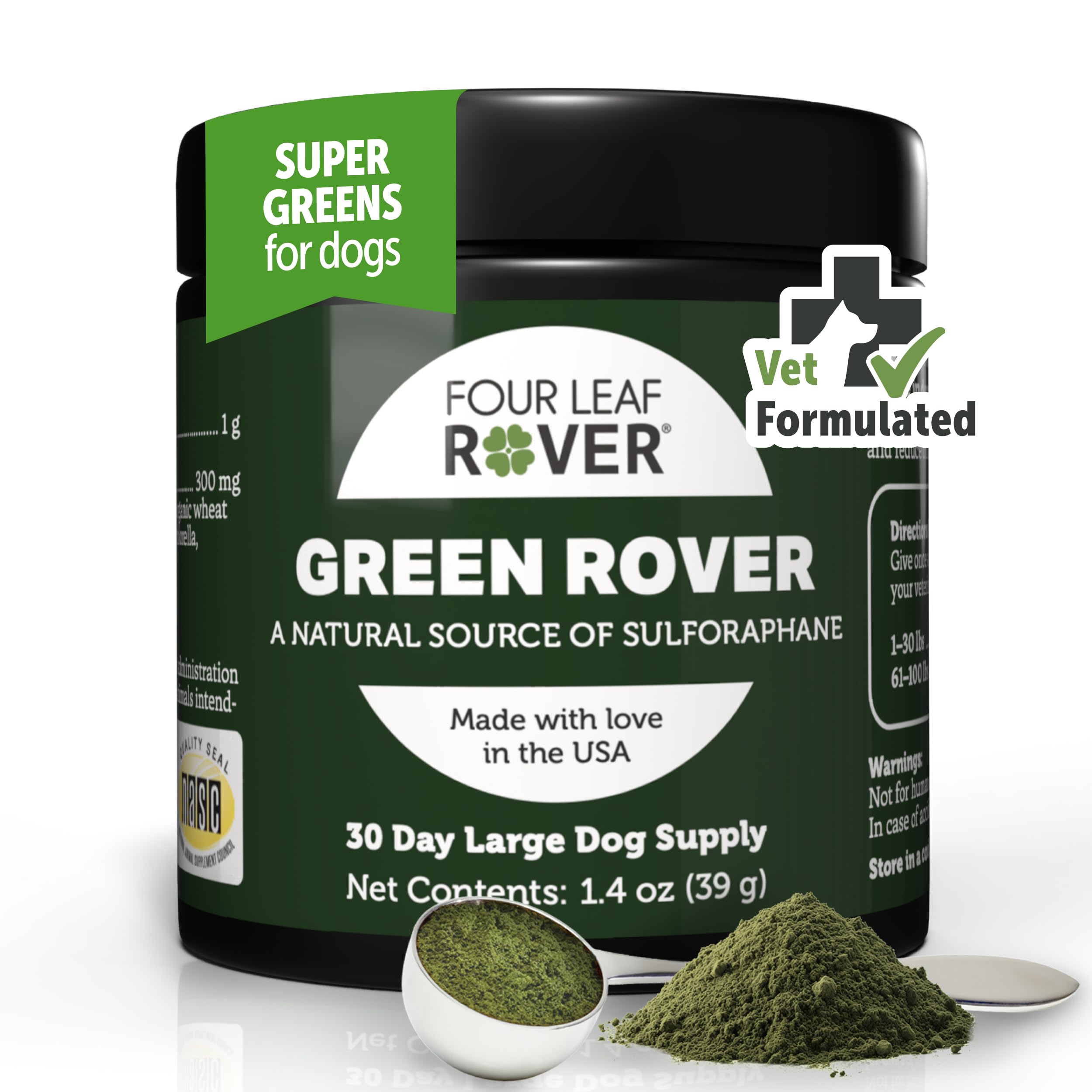 Organic Greens Powder for Dogs - Vet-Formulated Superfood Blend with Broccoli Sprouts, Spirulina & Sea Greens | 30-Day Supply for Large Dogs | Supports Digestion, Immunity & Energy for Active Pets
