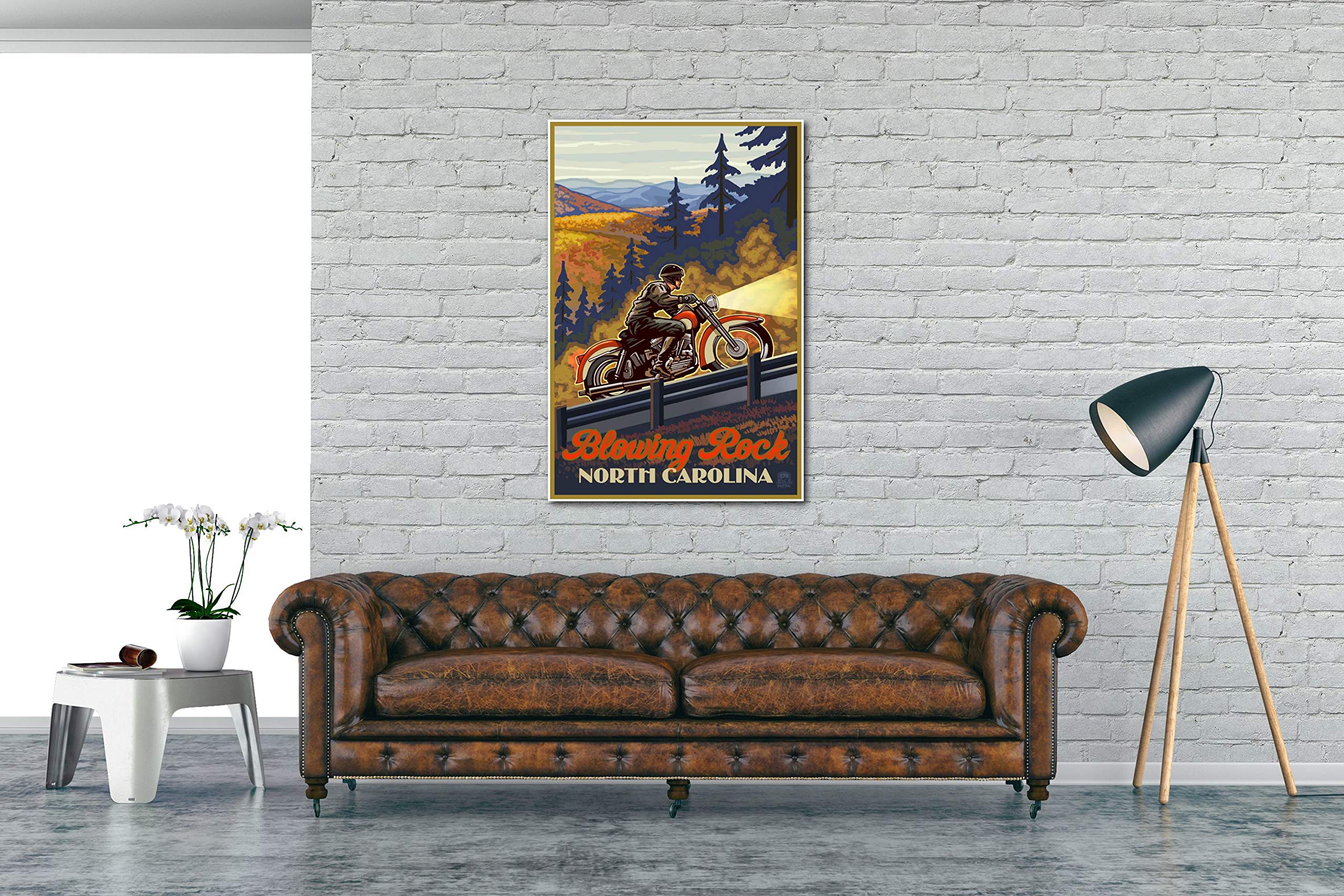 Paul A. Lanquist Motorcycle Art Print - Blowing Rock North Carolina Travel Poster 30x45 Inch - Premium Giclee Wall Decor for Living Room, Bedroom & Office