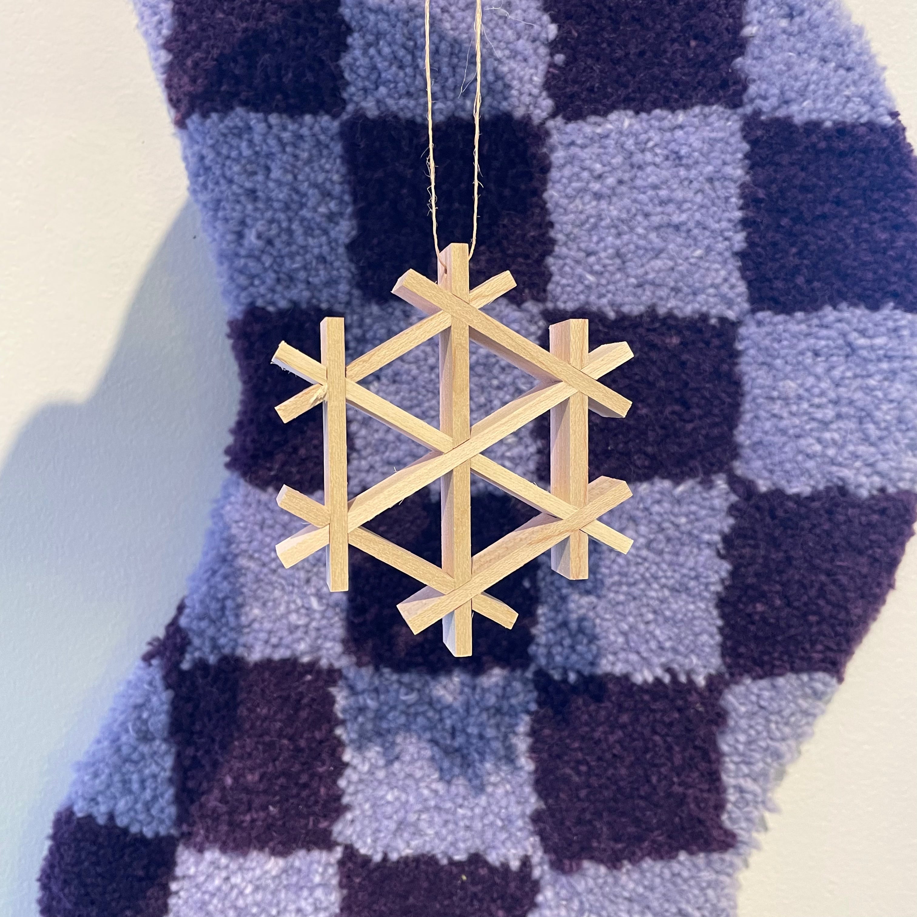 Handmade Wooden Snowflake Kumiko Ornament - Japanese Woodworking Art - Christmas Tree Decoration & Home Décor Gift