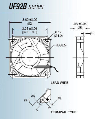 High Speed 92x92x25mm AC Cooling Fan - Mechatronics UF92B12 BTHR for PC, Electronics & Industrial Equipment Cooling