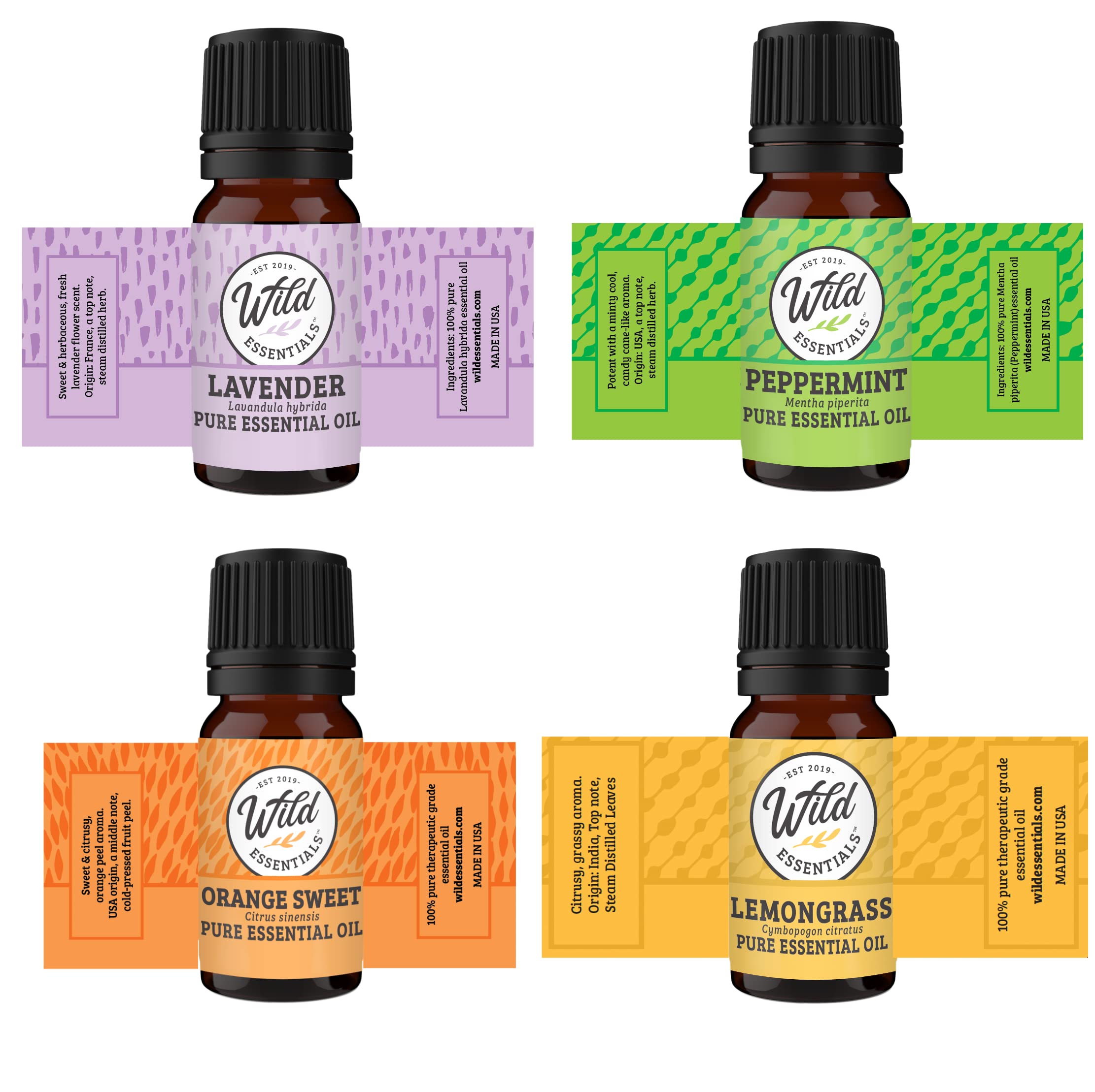 Wild Essentials I Believe In You Car Vent Essential Oil Diffuser Kit - Lavender, Lemongrass, Peppermint & Orange Oils with 8 Refill Pads | Calming Aromatherapy Gift Set for Stress Relief & Relaxation | Perfect for Home, Office & Car Use