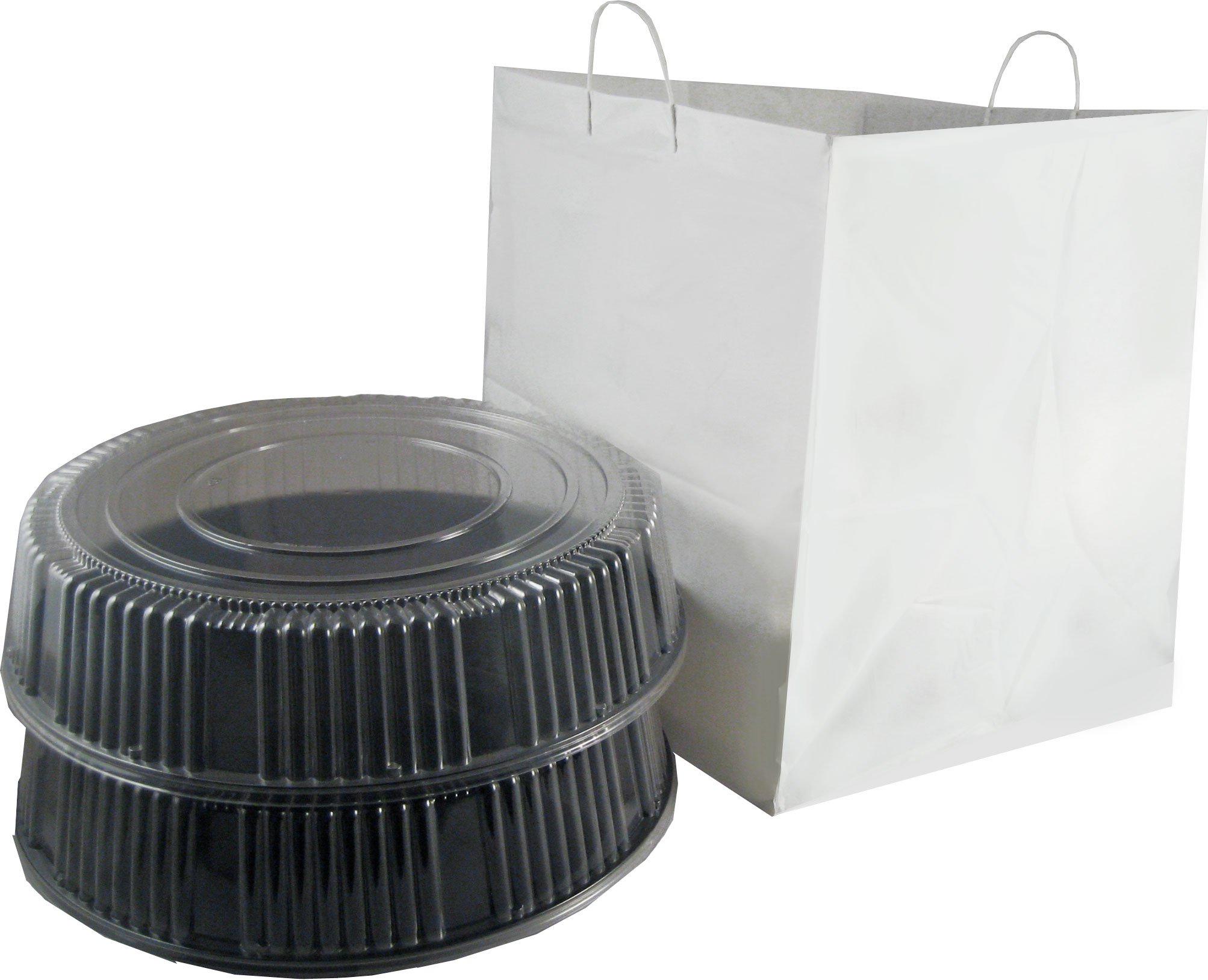100Pcs Round Takeout Bags 18x17 Inches with Clip Loop Handles & Cardboard Bottom - Perfect for 14