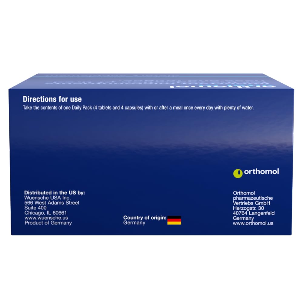Orthomol Vital M Men's Multivitamin Supplement - 30-Day Supply with Vitamins A, B, C, D, E, K, Iodine & Omega-3 - Daily Immune Support & Energy Booster for Active Men