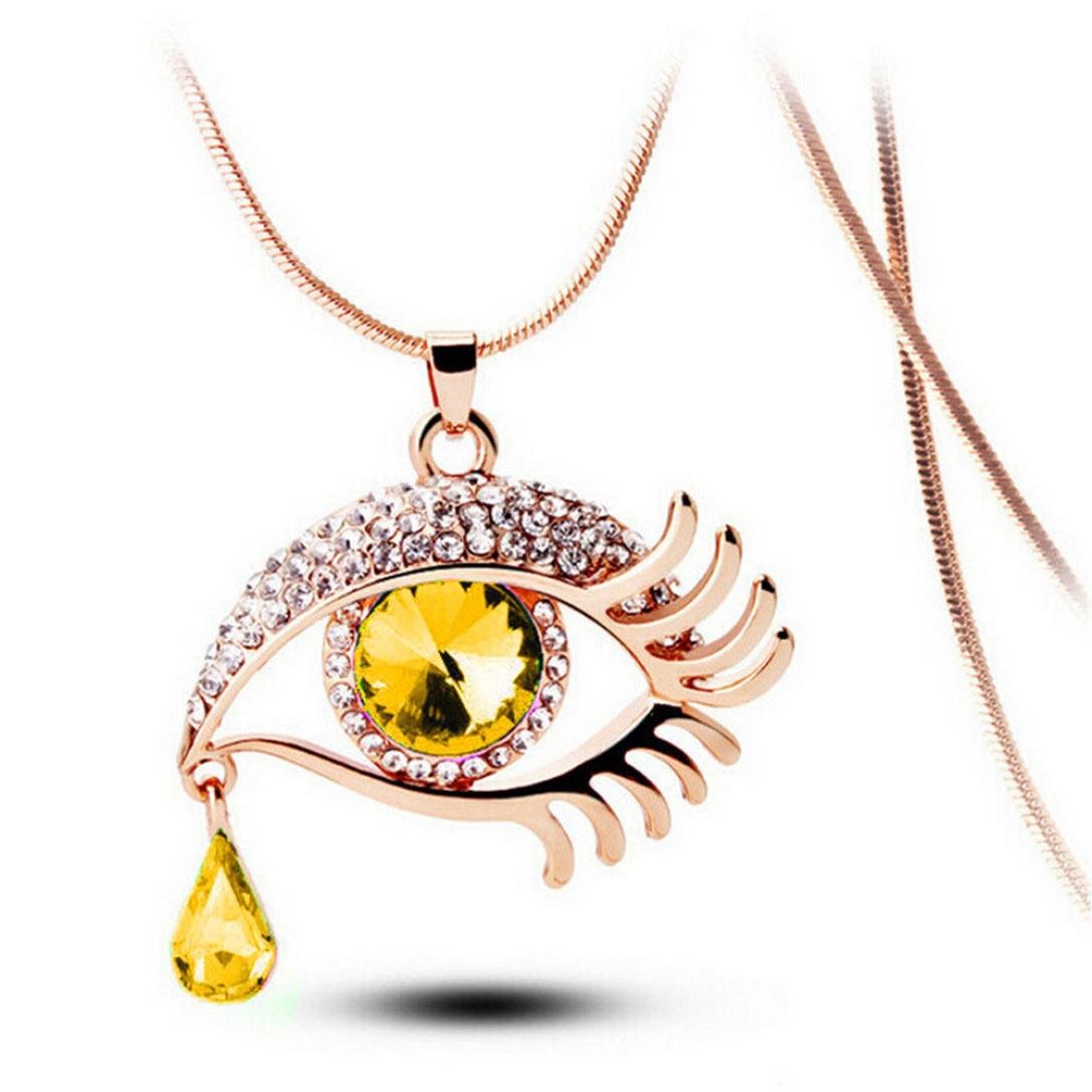 Tear Drop Necklace for Women - Elegant Magic Eye Crystal Pendant Sweater Chain, Romantic Jewelry Gift for Her | Perfect for Date Nights, Parties & Special Occasions