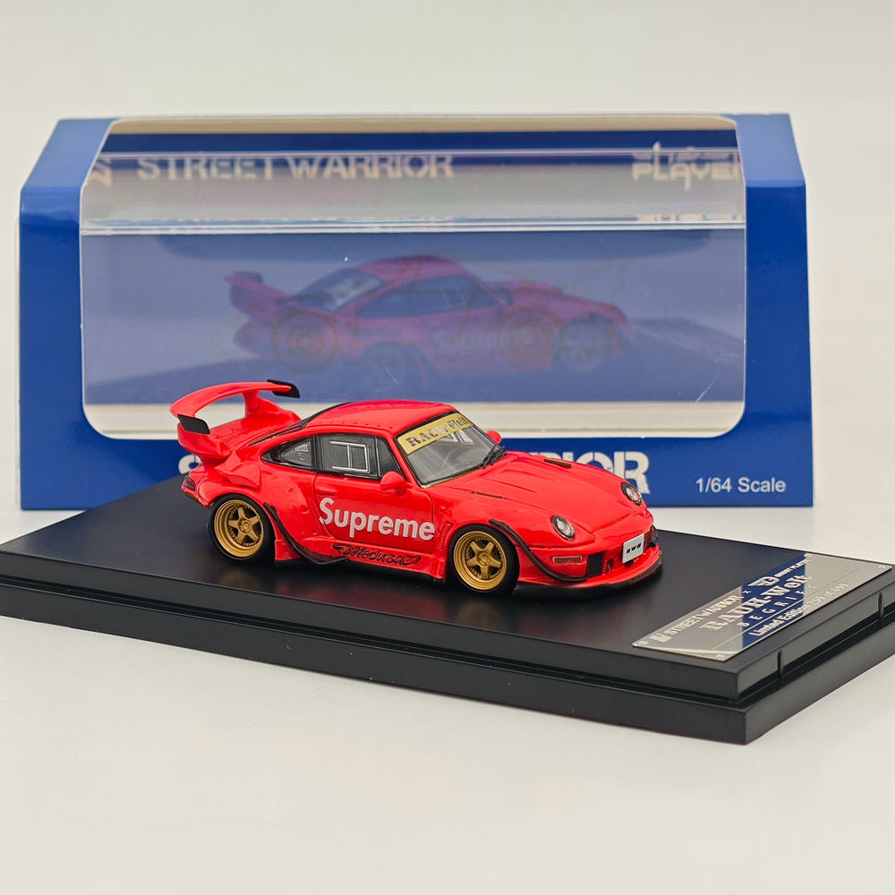 1/64 Scale RWB Porsche 993 GT RAUH Welt Diecast Model Car - Red Short Wing Limited Edition Collectible for Display & Racing Enthusiasts