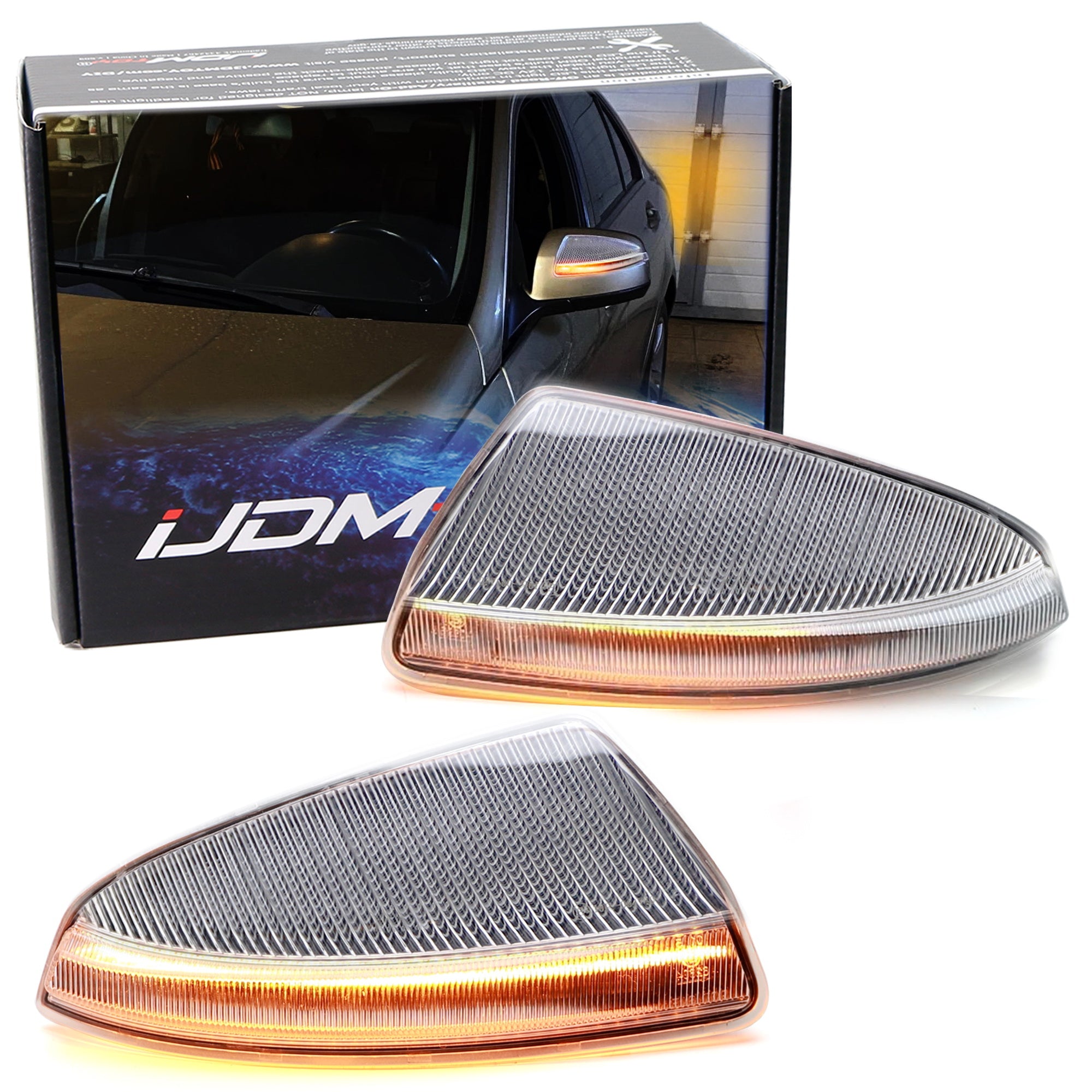 Clear Lens Full LED Sequential Blink Side Mirror Light For Mercedes W204 C Class - Upgrade Your Car's Style & Safety | Perfect for Night Driving & Customization