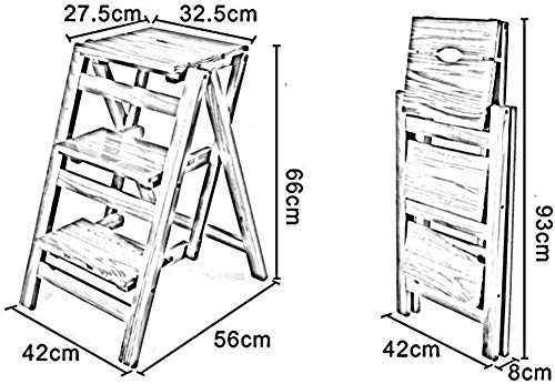 Solid Wood Folding Step Stool Ladder - 4 Step Indoor Climbing Stool for Home, Kitchen, Bathroom | Multi-Functional Compact Step Stool for Adults & Kids | Perfect for Reaching High Shelves, Changing Light Bulbs, Home Organization