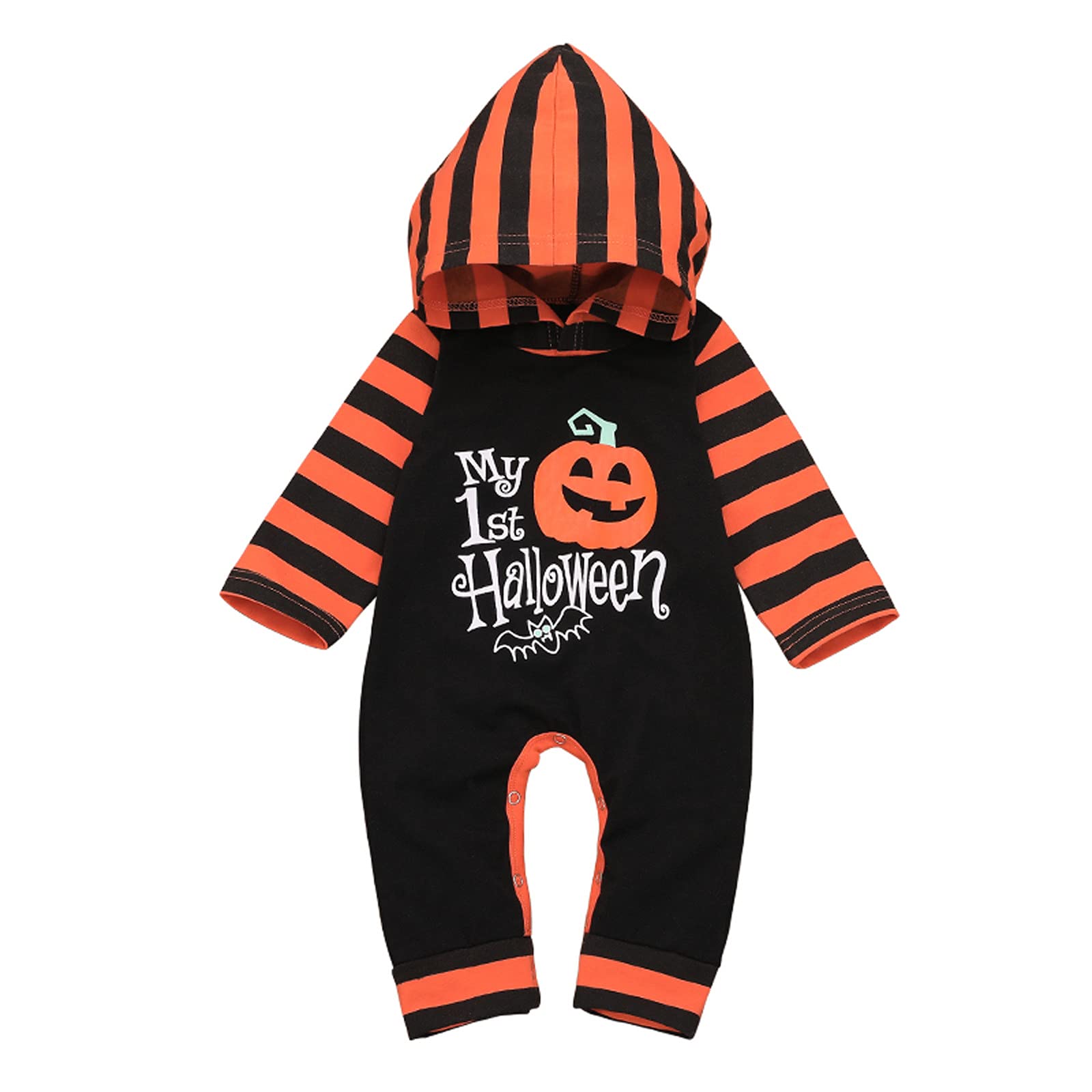 My First Halloween Costume - Pumpkin Romper Hooded Jumpsuit Onesie for Baby Boys & Girls | Unisex Halloween Outfit for Infants | Perfect for Trick-or-Treating, Photo Shoots & Halloween Parties