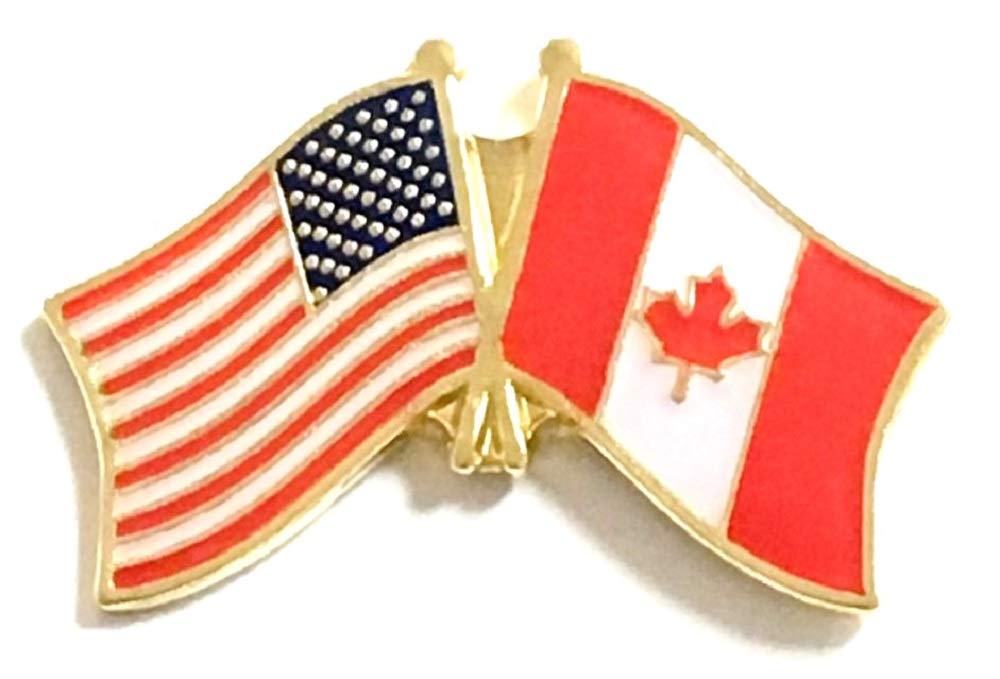 100 Pcs Canada World Friendship Double Flag Lapel Pins - Small Enamel Tie & Hat Badges for Collectors, Gifts & Diplomatic Events - Wholesale Bulk Pack