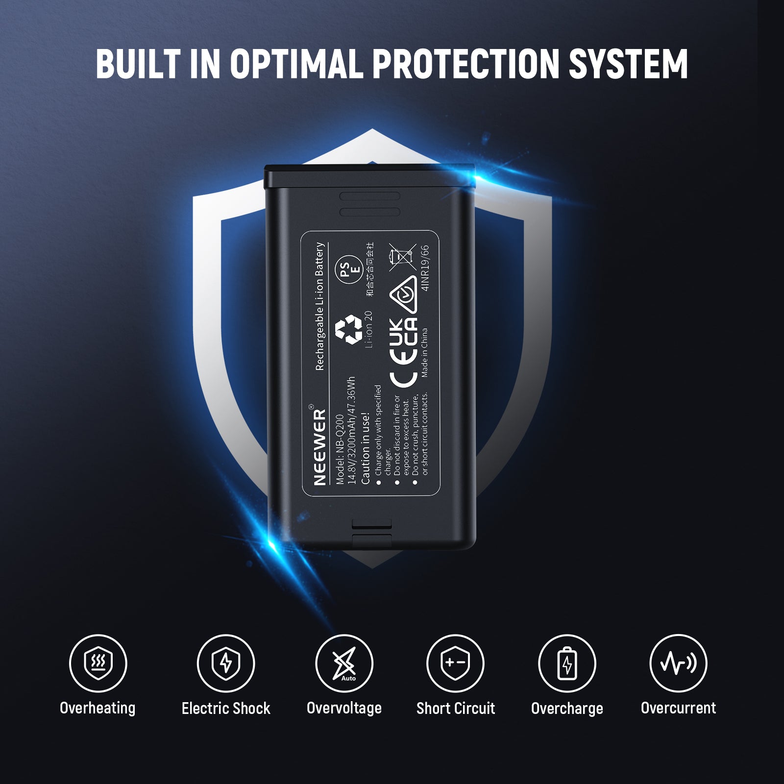 NEEWER NB Q200 14.8V 3200mAh Lithium Ion Replacement Battery for Q200 Camera - Perfect for Outdoor Photography, Vlogging, and Extended Shooting Sessions