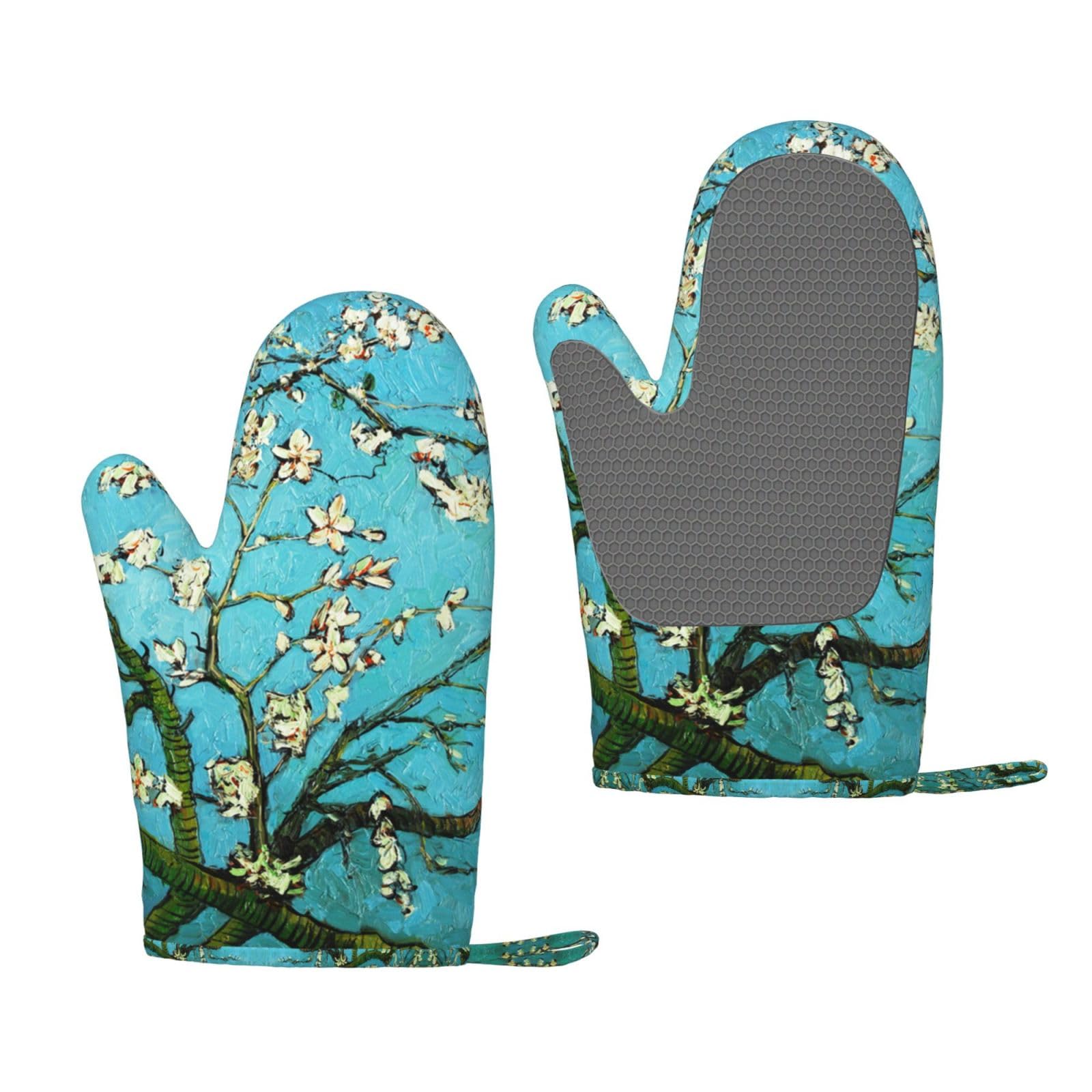 2-Piece Oven Mitt Set - Heat Resistant Bloom Flower Baking Gloves for Cooking, Baking, BBQ & Kitchen Use - Perfect for Grilling, Roasting & Handling Hot Pans
