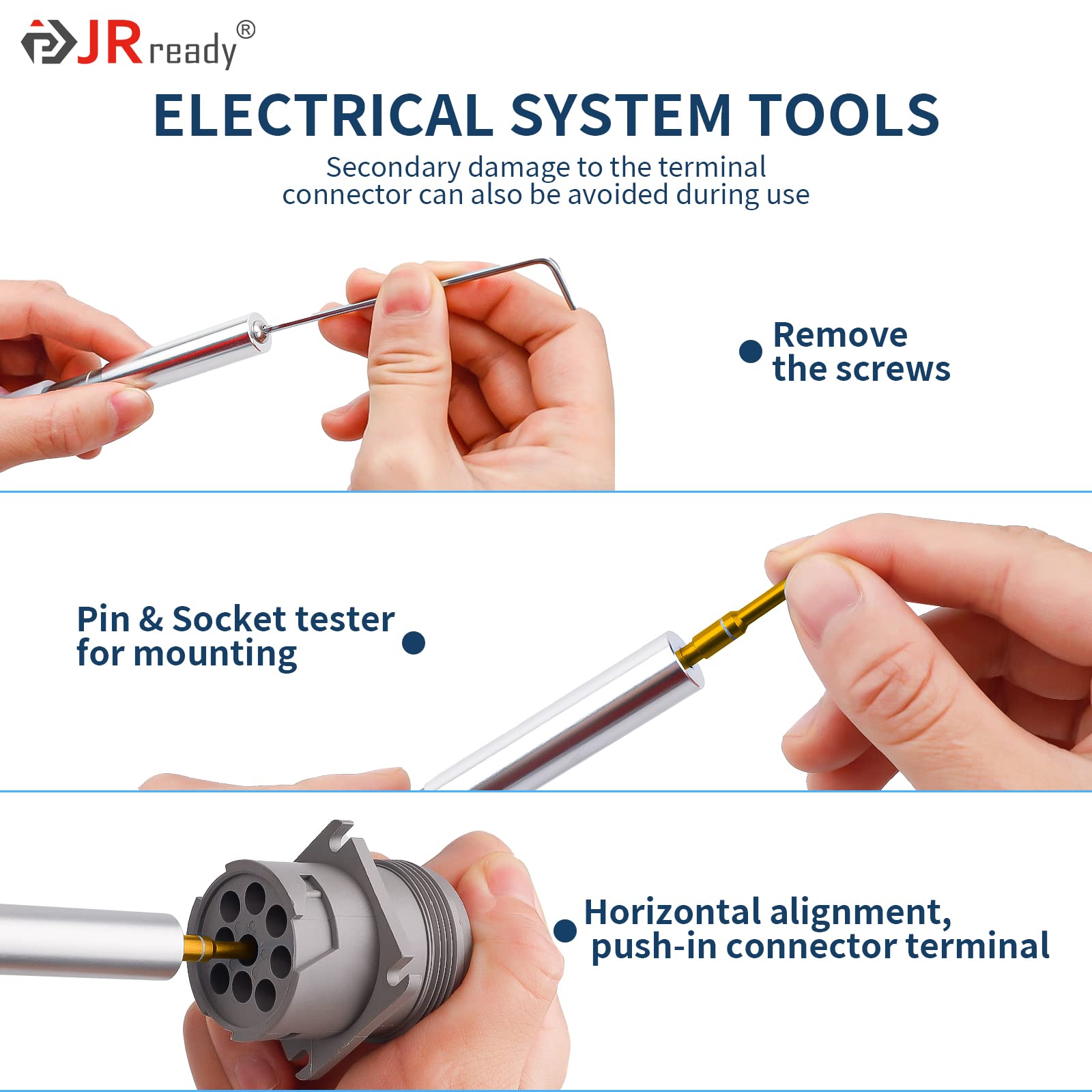 JRready ST5239-HT250 Portable Connector Inspection Tool Kit - Automotive Contact Retention Dynamometer & Removable Electrical System Tester Set for Wiring Harness, ECU Diagnostics (Ideal for Mechanics & DIY Auto Repair)