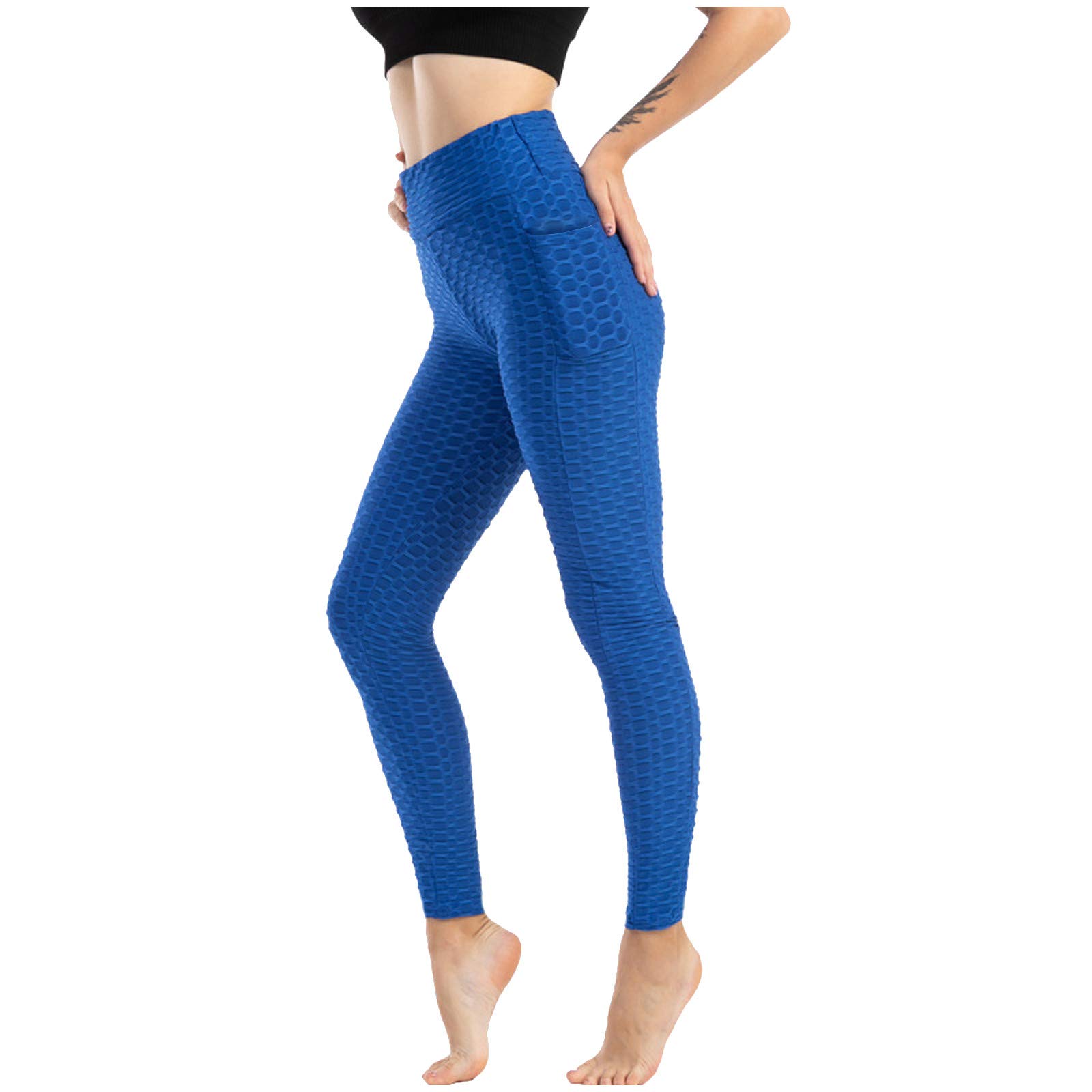 MOKINGTOP Women's High Waist Yoga Pants with Pockets - Elastic Tummy Control Workout Leggings for Running, Gym & Everyday Wear