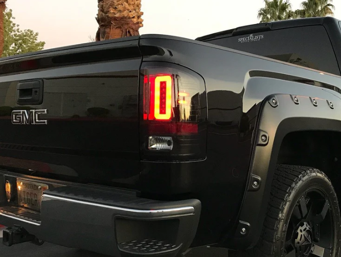 GMC Sierra 2500/3500 2014-2019 Tail Lights - OLED Red LED Replacement for 3rd Gen Single Wheel Models with OEM Halogen Lights | Perfect for Truck Upgrades & Night Driving Safety
