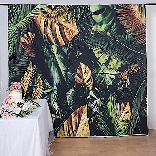 8 ft Vinyl Photography Backdrop Tropical Forest Leaves Printed - Wedding, Baby Shower, Birthday Party Decorations, Photo Booth Background