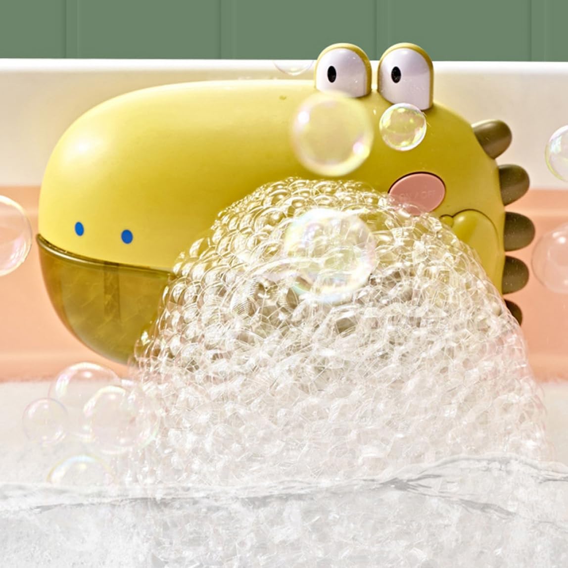 Automatic Dinosaur Bubble Machine with Music - Fun Bath Toys for Babies, Boys & Girls - Green Bubble Maker for Bathtub Playtime & Outdoor Activities