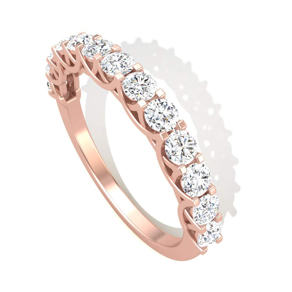 3/4 CT Moissanite Semi Eternity Ring for Women - 14K Solid Gold Wedding Band, Anniversary Gift, Stackable Ring for Bridal Jewelry & Special Occasions