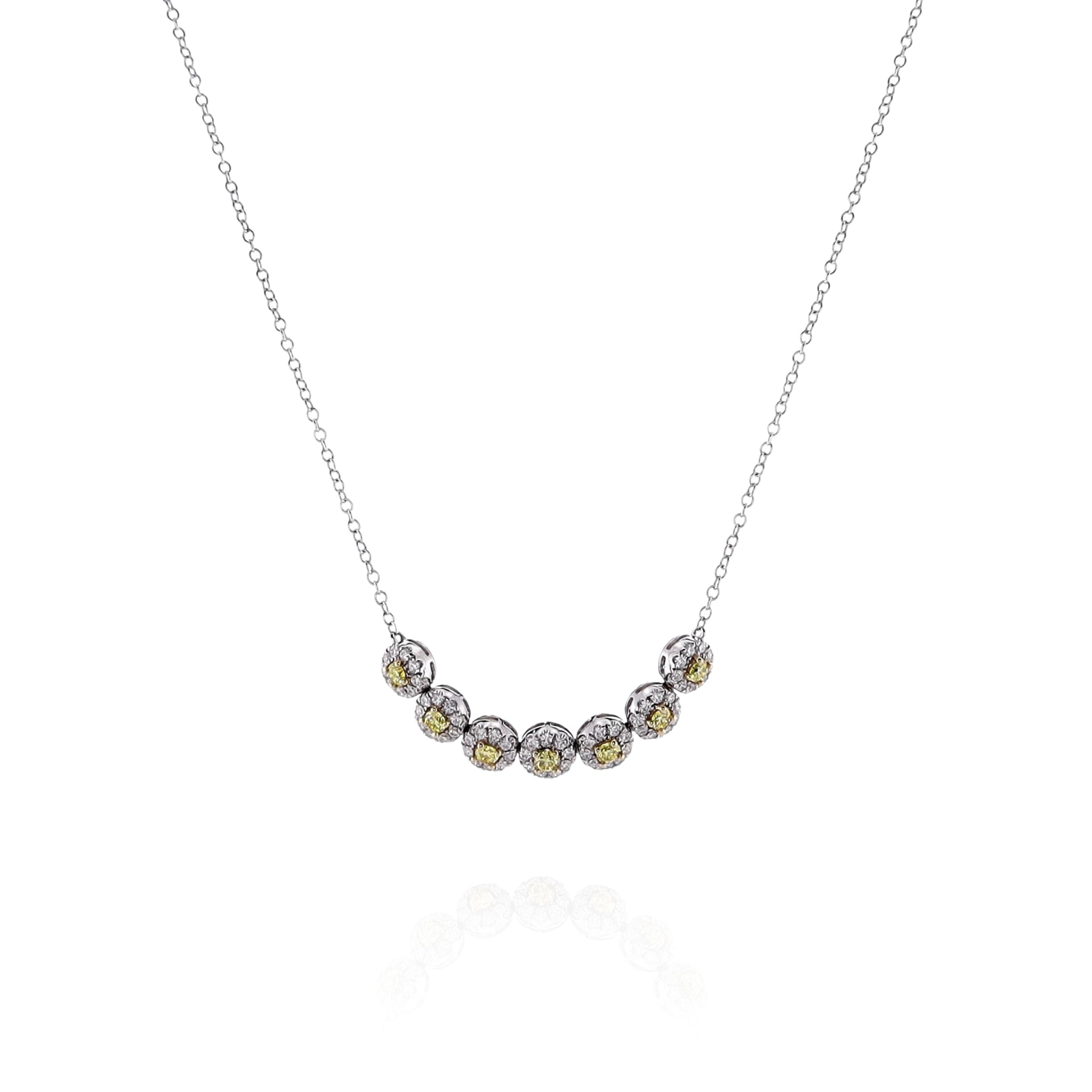 18K Two-Tone 16 Multi Halo Yellow & White Diamond Pendant Necklace - Elegant Jewelry Gift for Women, Perfect for Anniversaries, Weddings & Special Occasions