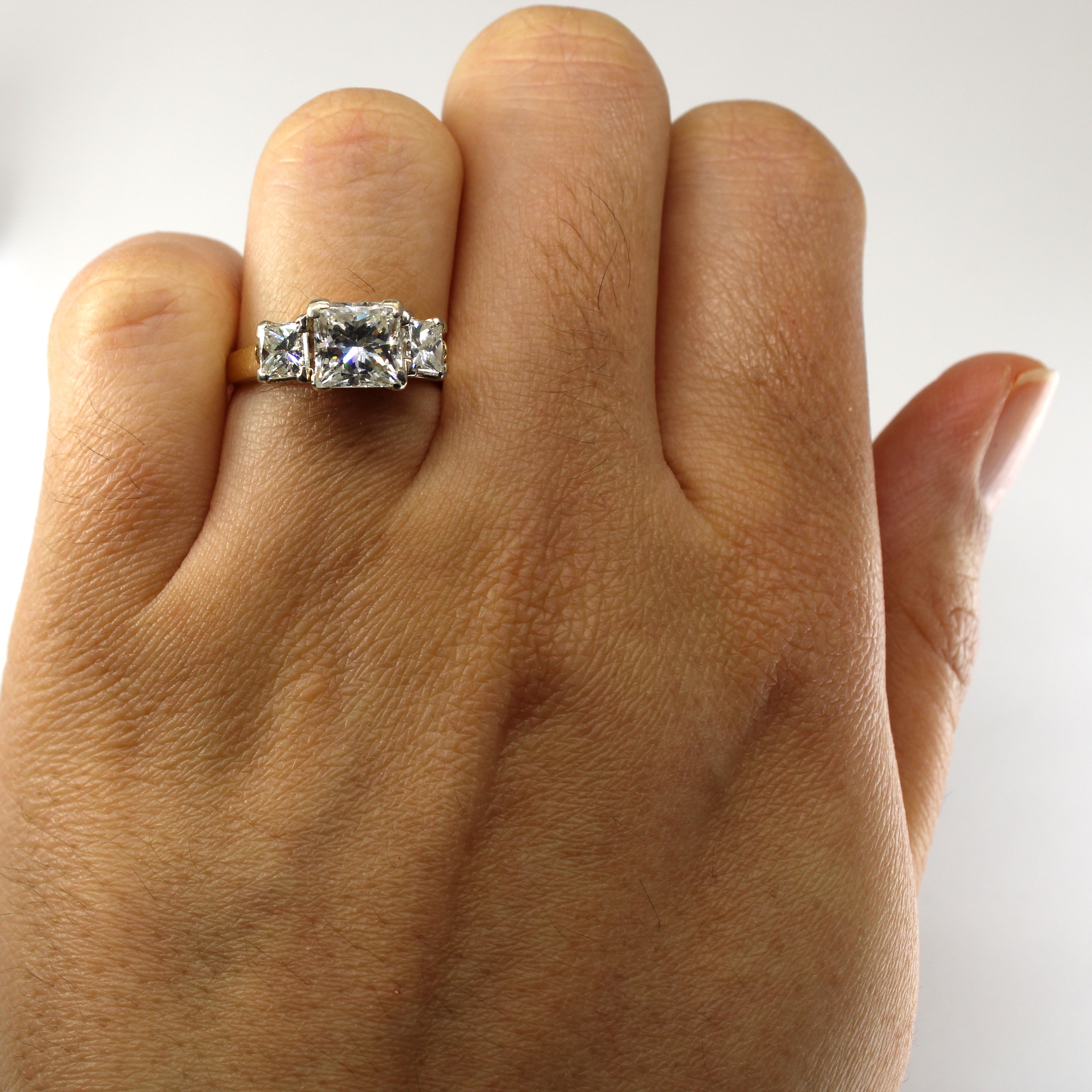 2.51ctw Three Stone Princess Cut Diamond Engagement Ring - VS2 H/I Clarity, Size 5.25 - Perfect for Proposals, Anniversaries & Romantic Occasions