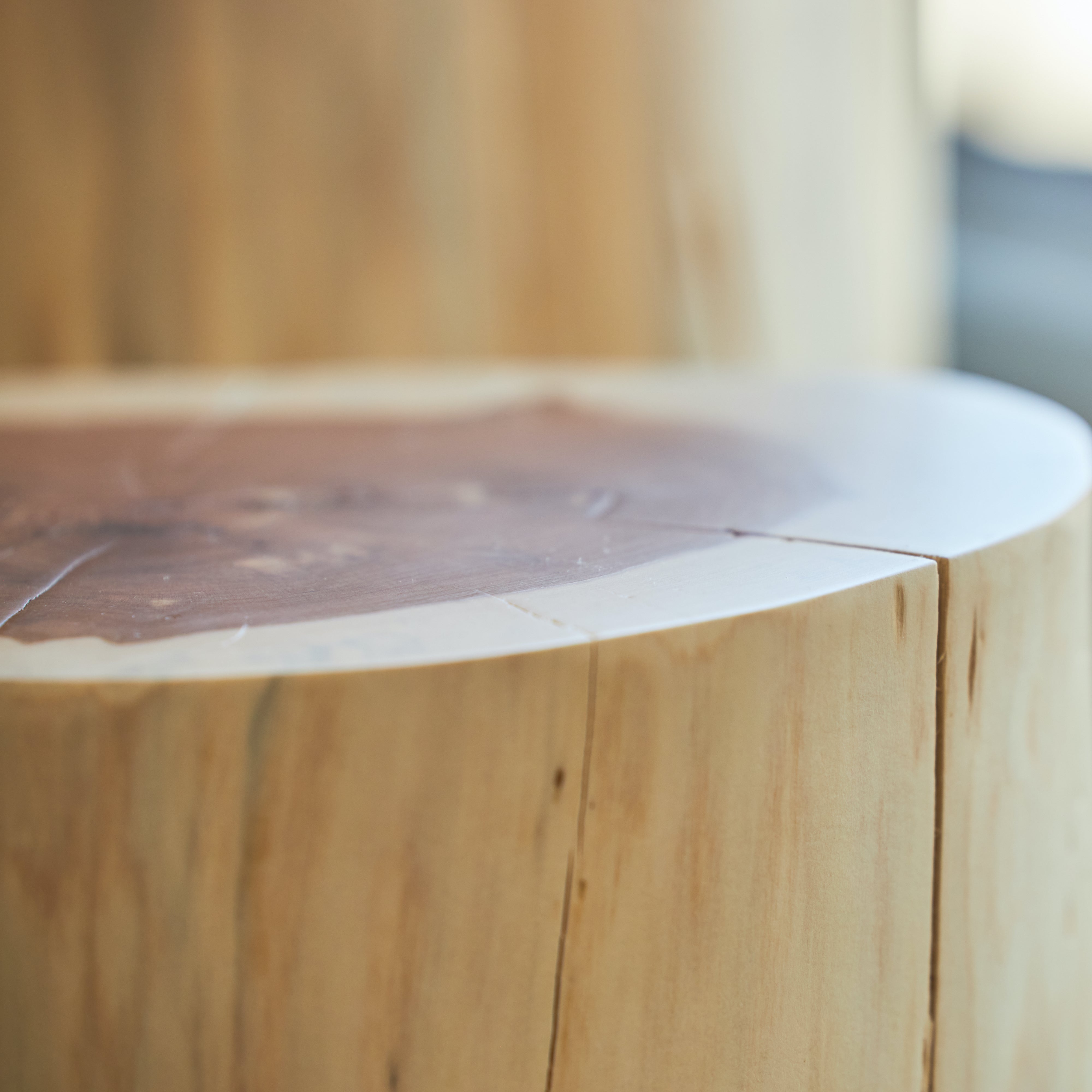 Rustic Cedar Stump Side Table - Natural Wood End Table for Living Room, Bedroom, or Outdoor Patio Decor