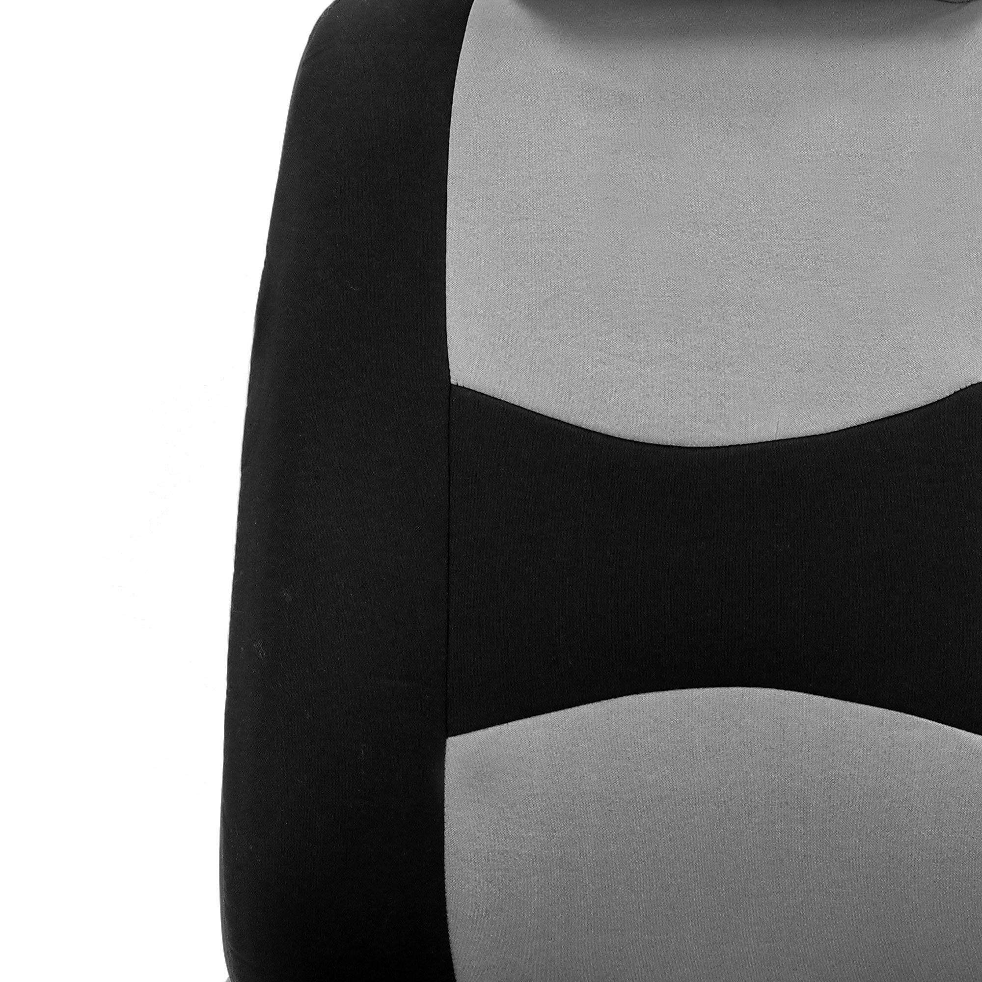 Premium FH Group Universal Car Seat Covers Full Set - Breathable Cloth Auto Seat Protectors for SUV, Sedan & Van | Low Back Front & Solid Back Design | Machine Washable Gray Seat Covers | Perfect for Daily Commute, Road Trips & Family Protection