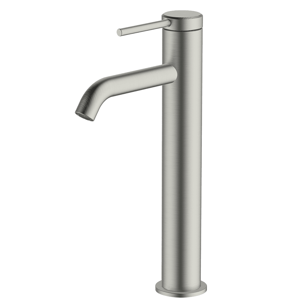 Abey Poco High Basin Mixer Faucet - Brushed Nickel Finish - Modern Bathroom Sink Mixer for Vanity & Powder Room - 6B3 BN Model