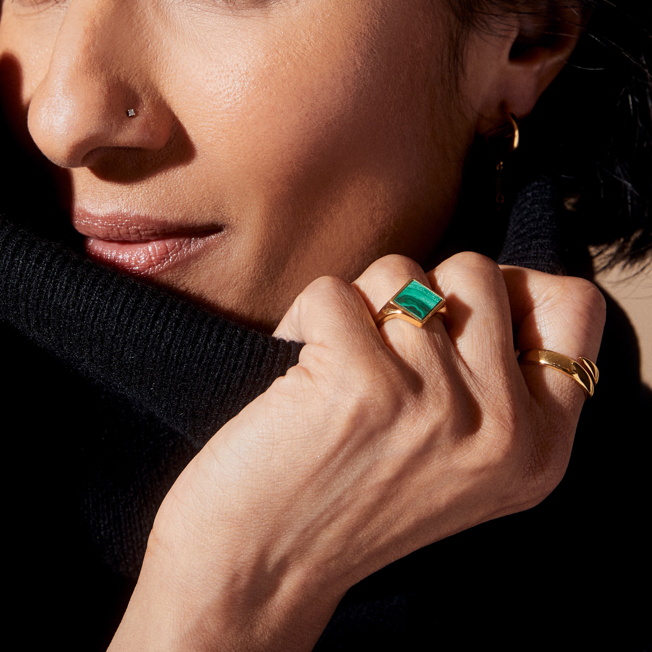 Anita Rani Shakti Diamond Nose Stud - 14K Gold Nose Ring for Women - Elegant Indian Nose Pin for Parties, Weddings & Festivals