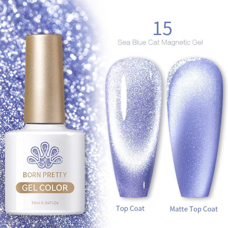 Sea Blue Cat Magnetic Gel Polish 10ml - UV LED Nail Art Kit for Salon & Home Manicure - Long Lasting Nail Polish for Professional & DIY Use